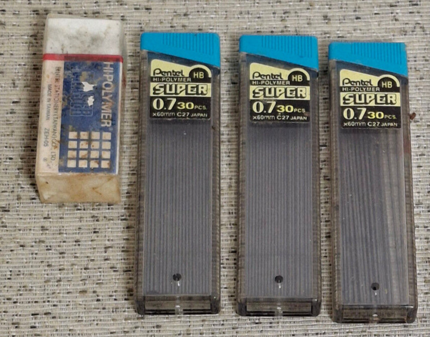 Pentel Hi Polymer HB Lead 3 Tubes/2 Mechanical Pencils 0.7 / ZEH-05 Eraser