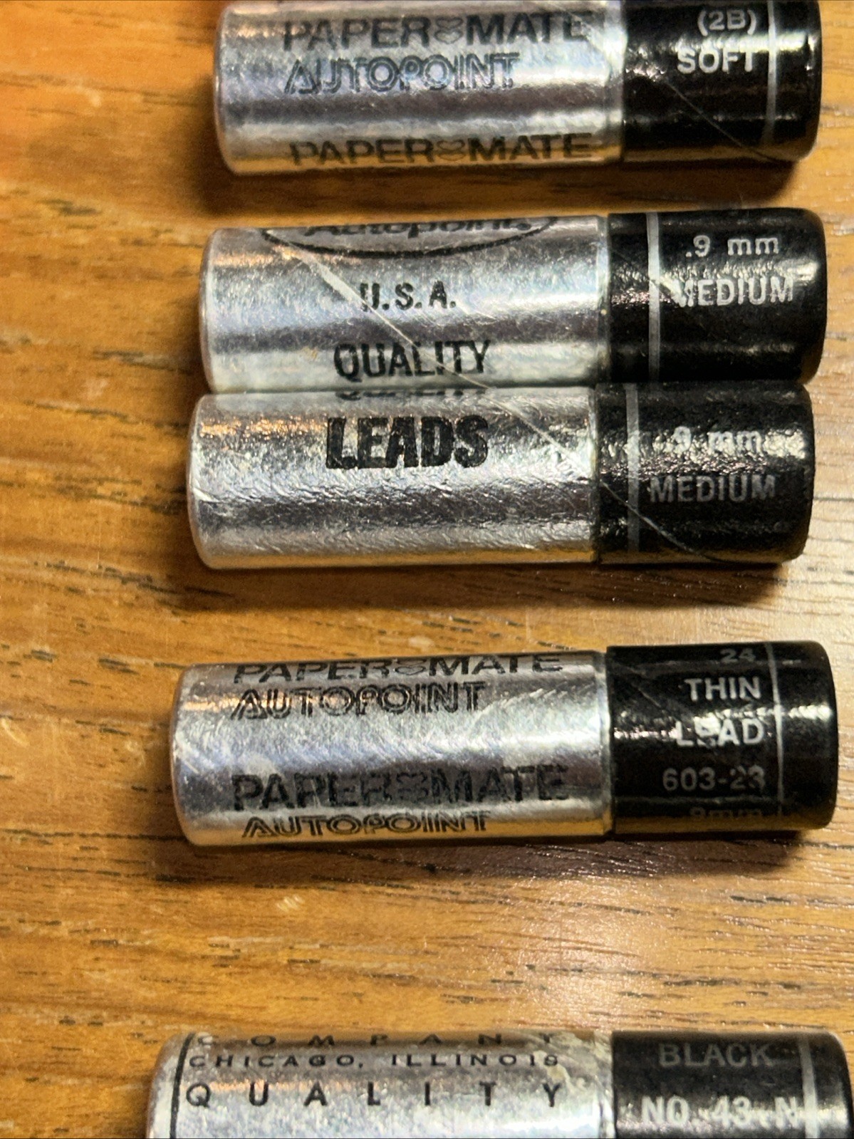 Lot 9 Autopoint Standard Leads No. 43N, 9mm 603-23, Medium, Soft 2B, 338n Blue