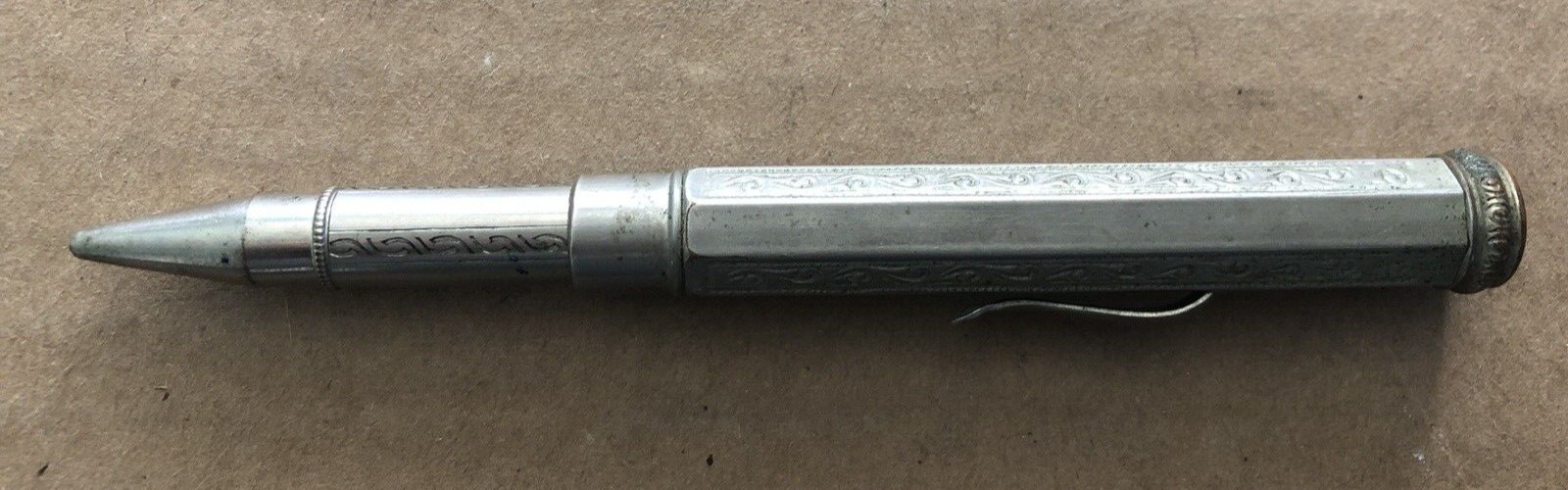 Vintage GERMANY Mechanical Pencil Silver Tone Fancy Art Deco 4 FOUR COLOR