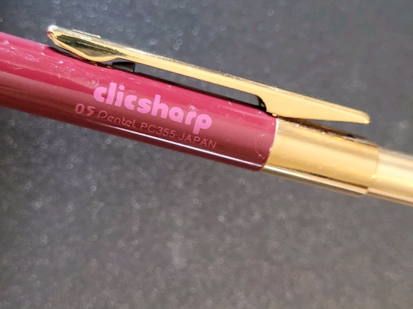 Rare Discontinued Export model Pentel clicsharp PC355 0.5mm Cranberry Gold JAPAN