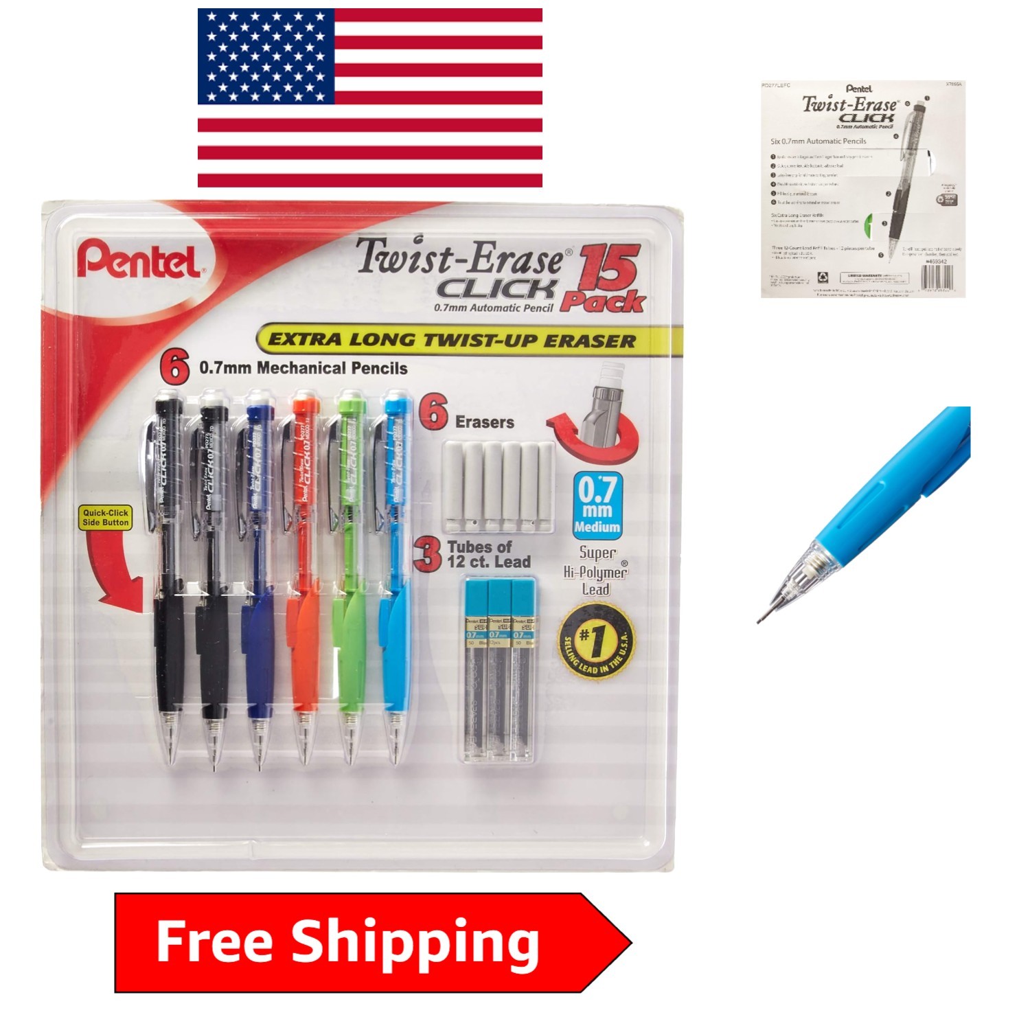 Refillable Twist-Erase Click Mechanical Pencils – 6 Colorful Tools for Creatives