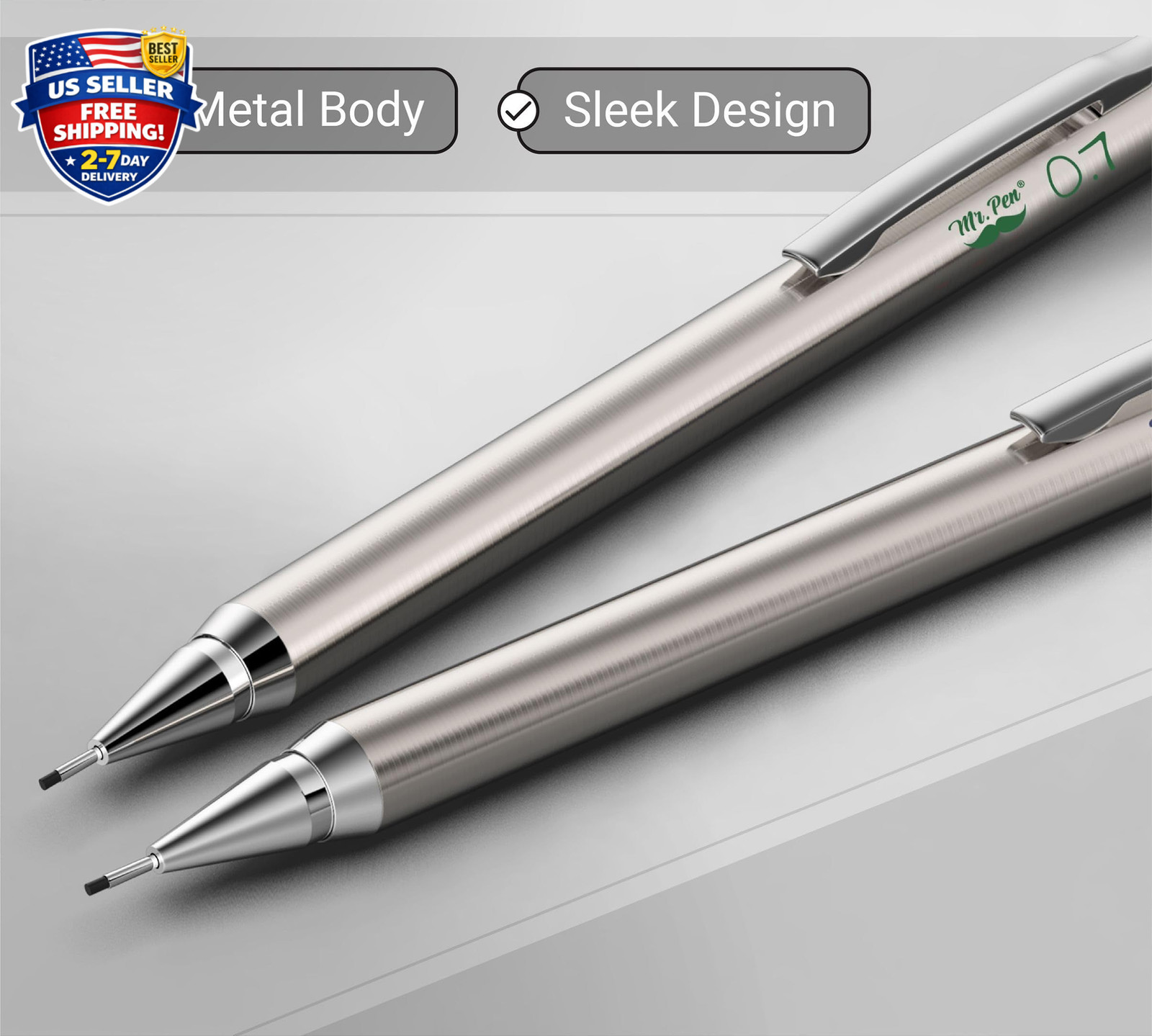 Metal Mechanical Pencils 0.7Mm, 2 Pack Lead Pencil Mechanical Pencil Metal