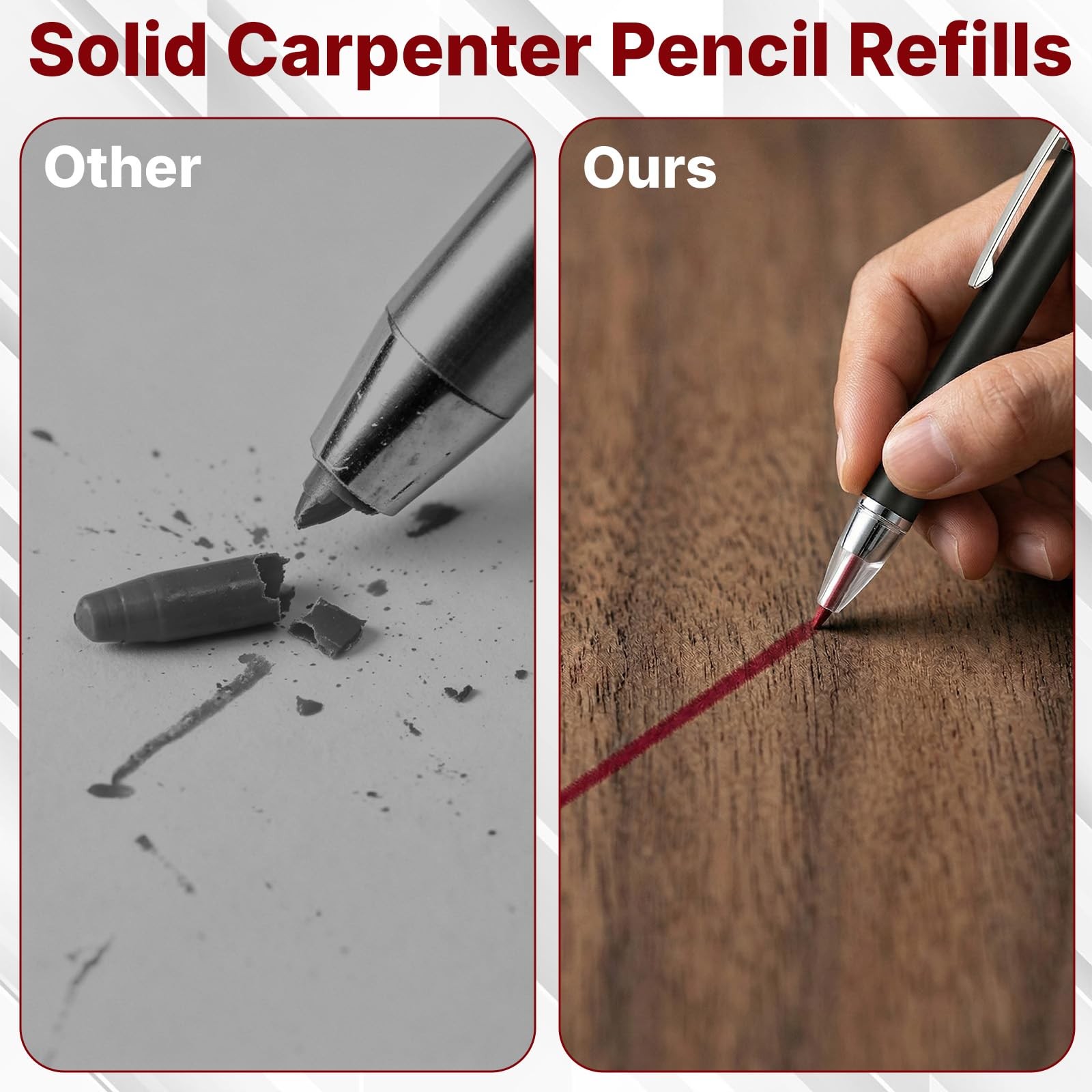 36 Pcs 2.8mm Pencil Lead Refills for Carpenter Mark Pencils Solid Deep Hole