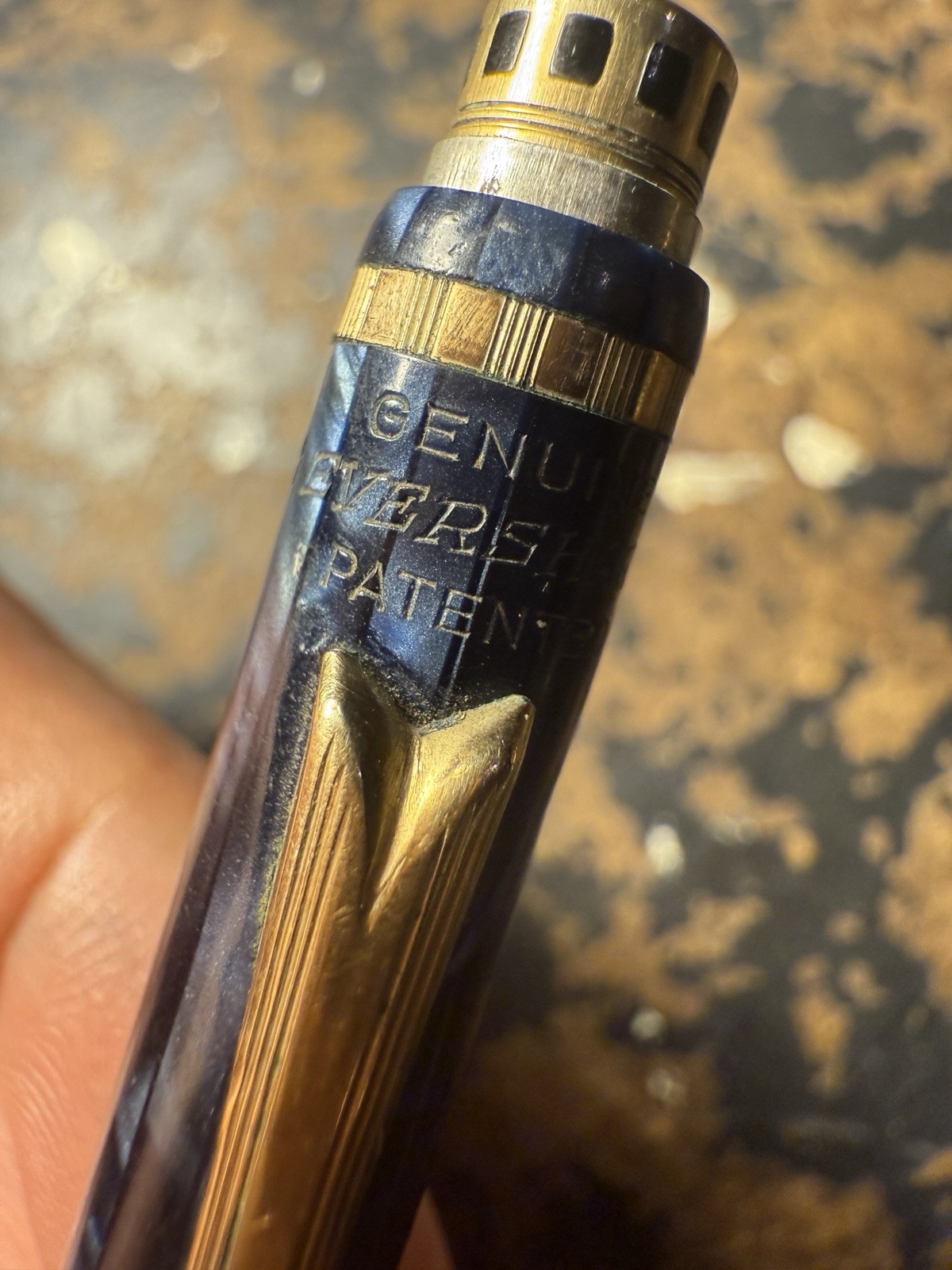 vintage wahl eversharp push Top Gold Blue Black Pearl Mechanical pencil READ