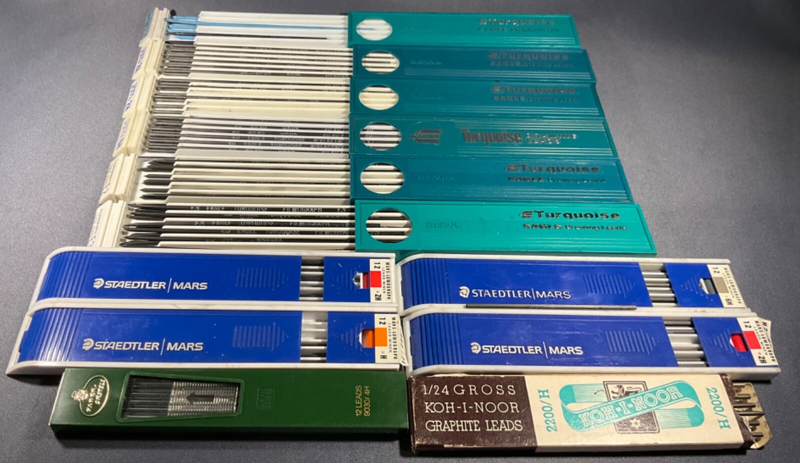 Lot of 12 Drawing Leads Turquoise Eagle Staedtler/Mars Koh-I-Noor Faber Castell