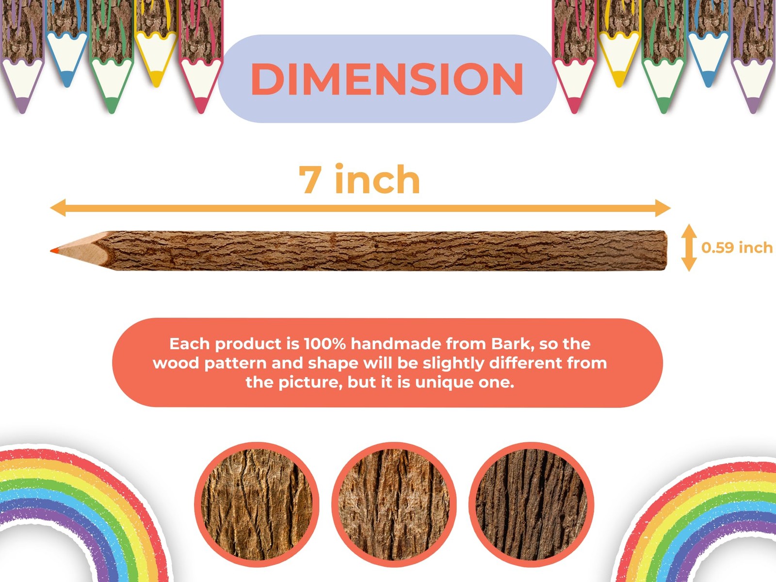 BSIRI Bark 7 Inch Colors Pencils Set 1 Count (Pack of 12), assorted color