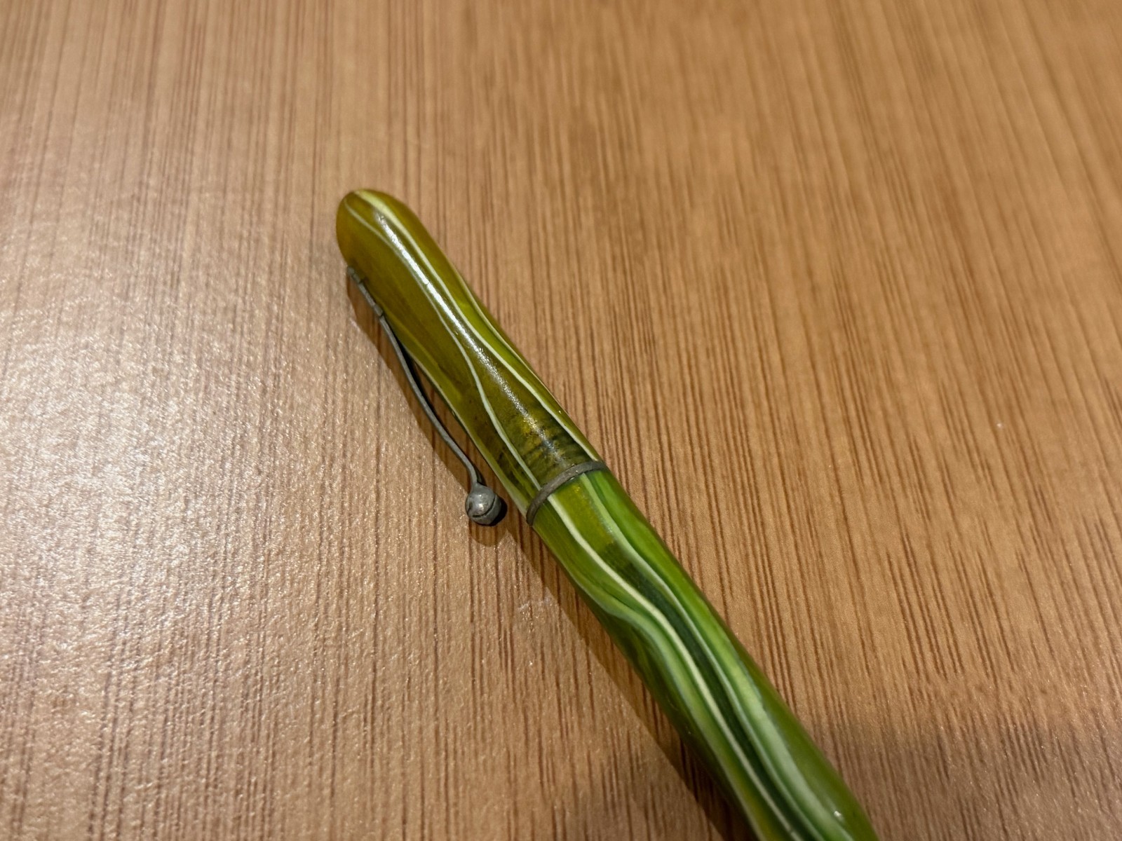 Vintage Green Striated Plastic or Celluloid Mechanical Pencil