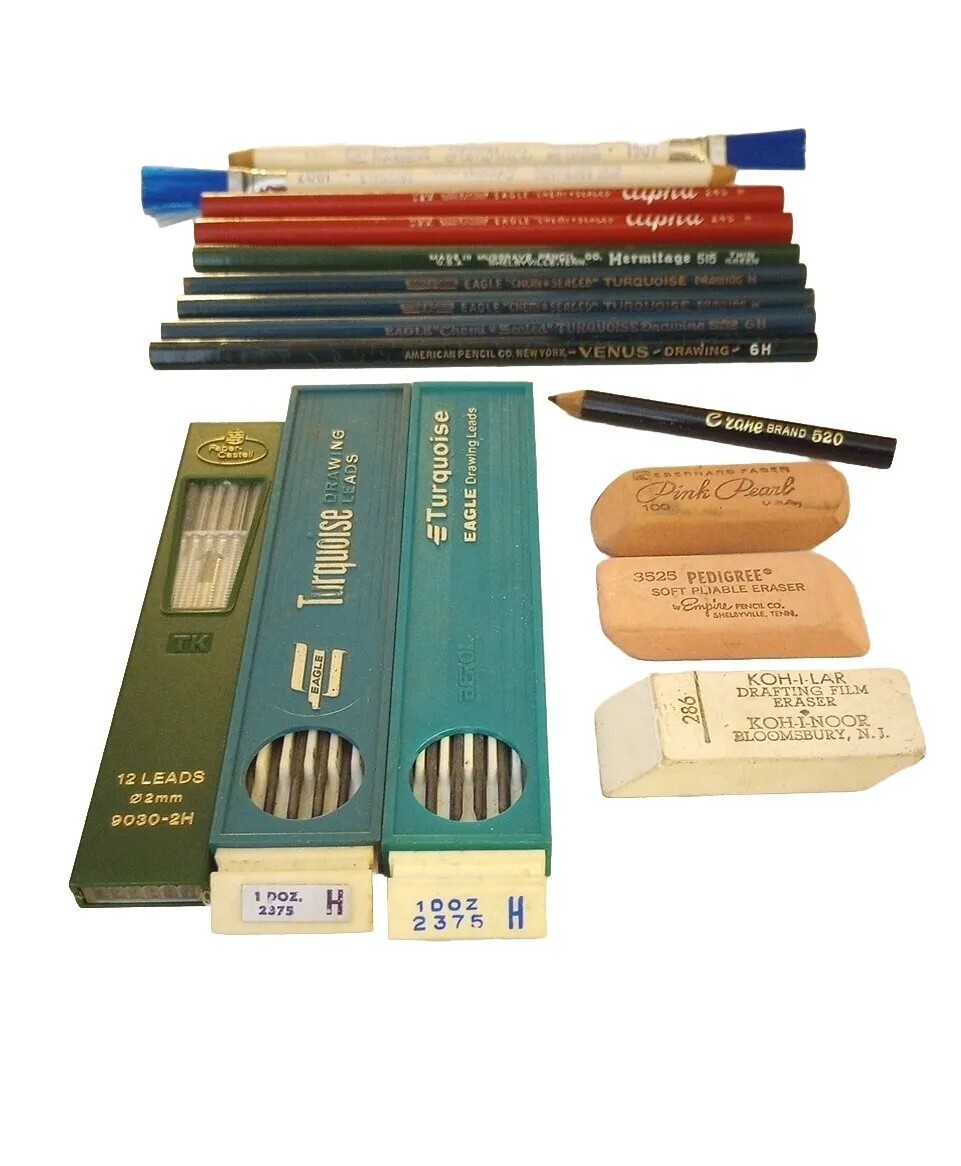 Eagle, Faber Castell Drawing Lead Lot + Venus, Eagle Pencils + Erasers
