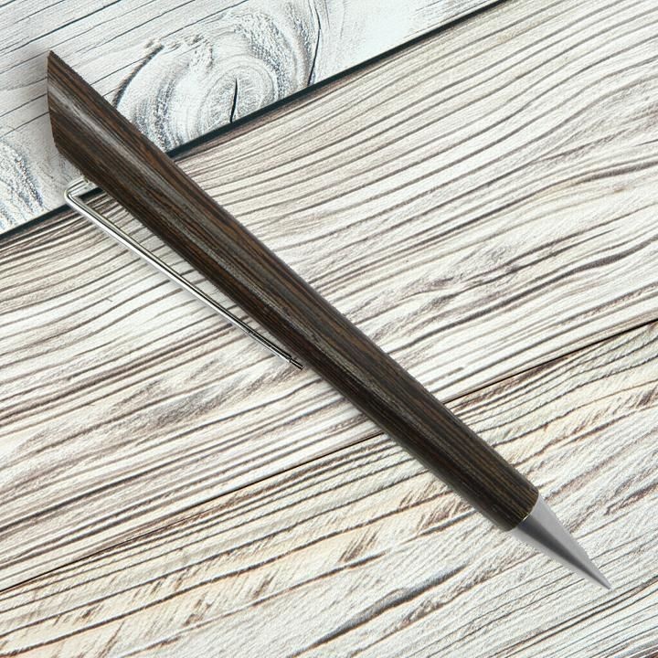 Wooden shaft mechanical pencil dark brown conical thick lead dark brown