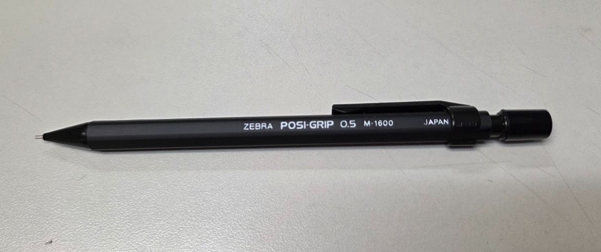 Black Zebra Posi-Grip Mechanical Pencil 0.5 M 1600 Refillable Made in Japan