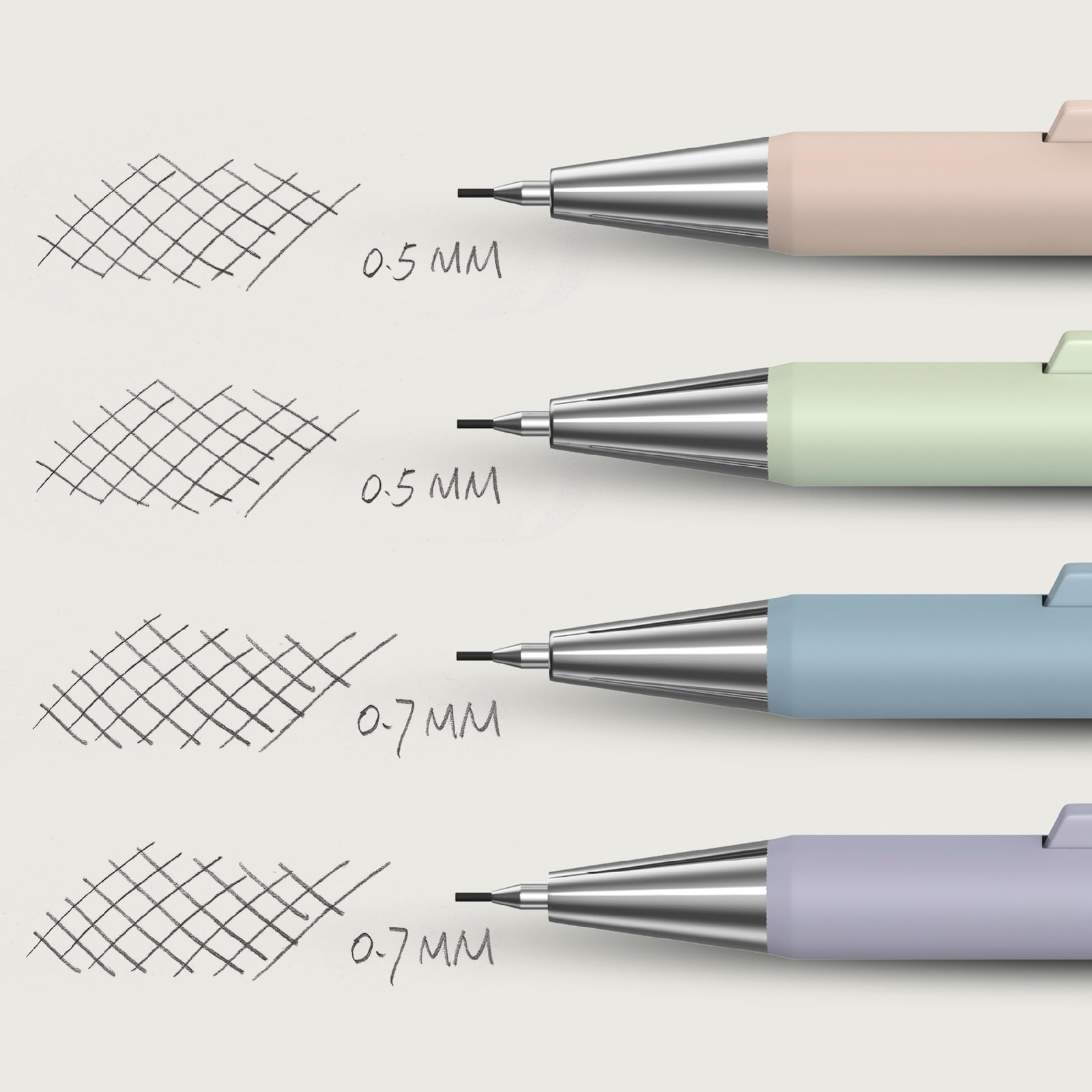 Mr. Pen- Pastel Mechanical Pencil Set, 4 Pack, 2 Sizes, 0.5 & 0.7mm,