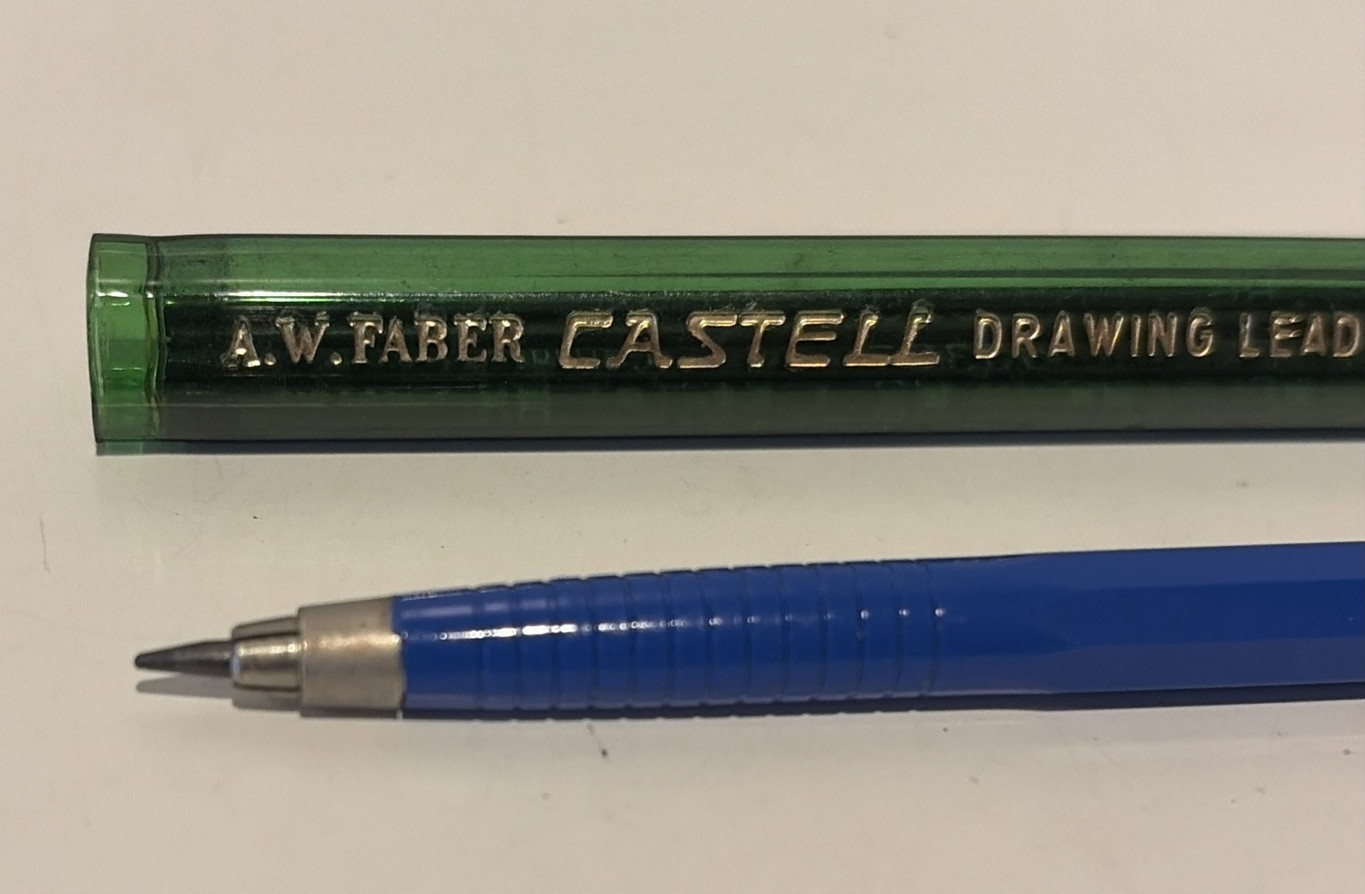 Vtg KOH-I-NOOR 5612 clutch pencil Lead Holder Made in Italy+ Faber Castell Lead