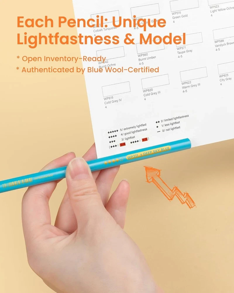 Woomer Premium Colored Pencils: 3.8mm 1 Count (Pack of 72), Multiple Colors