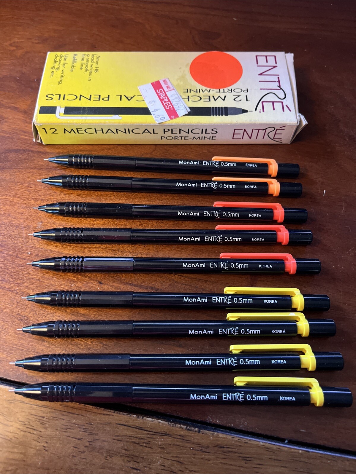 Vintage 90s Lot of 9 ENTRE Mechanical Pencil Port-Mines Black Barrel 0.5 mm