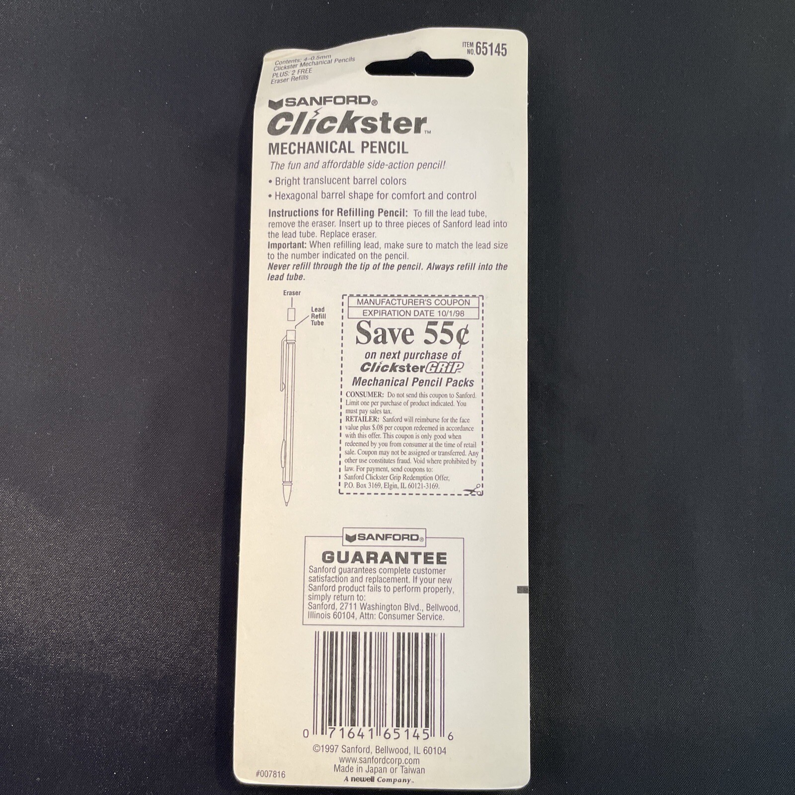 Sanford Clickster Grip Mechanical Pencil 0.5mm 4 PACK NEW #66145 Ultra Fine 1997