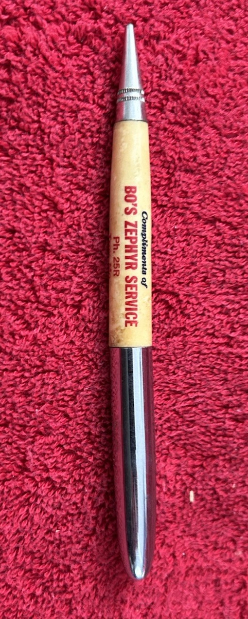 Bo’s ZEPHYR SERVICE Gas & Oil Mechanical Pencil Troy MO Vintage 1950’s / 1960’s