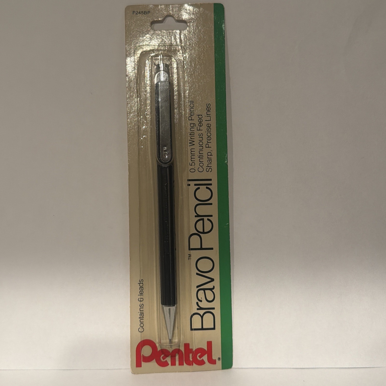 VTG Pentel Bravo Mechanical Drafting Pencil 0.5 mm w/Cleaning Pin BLK NEW P245BP