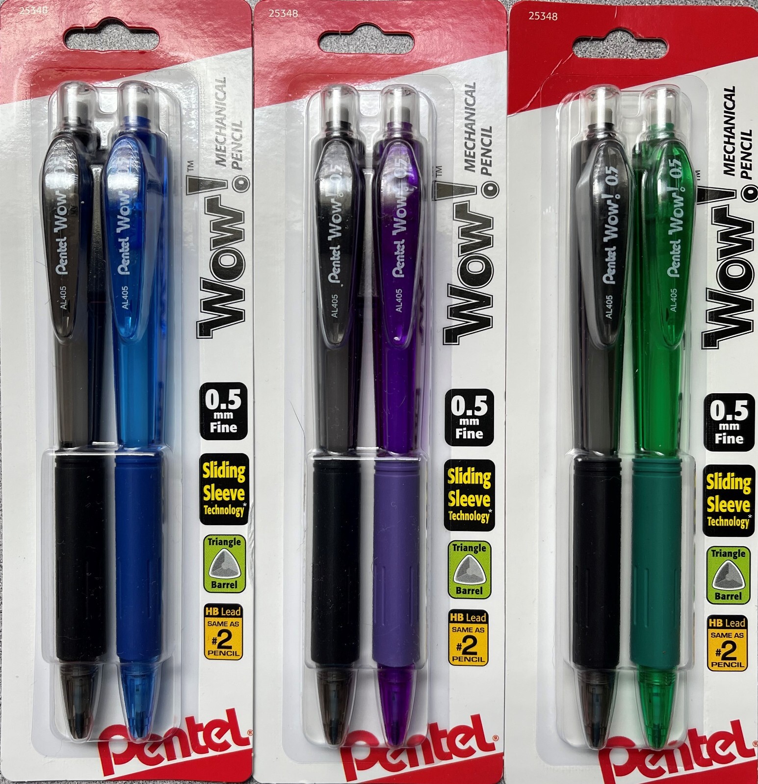 Pentel Wow! Mechanical Pencils 0.5mm; Set of 8 (Four 2-Packs); Assorted Colors