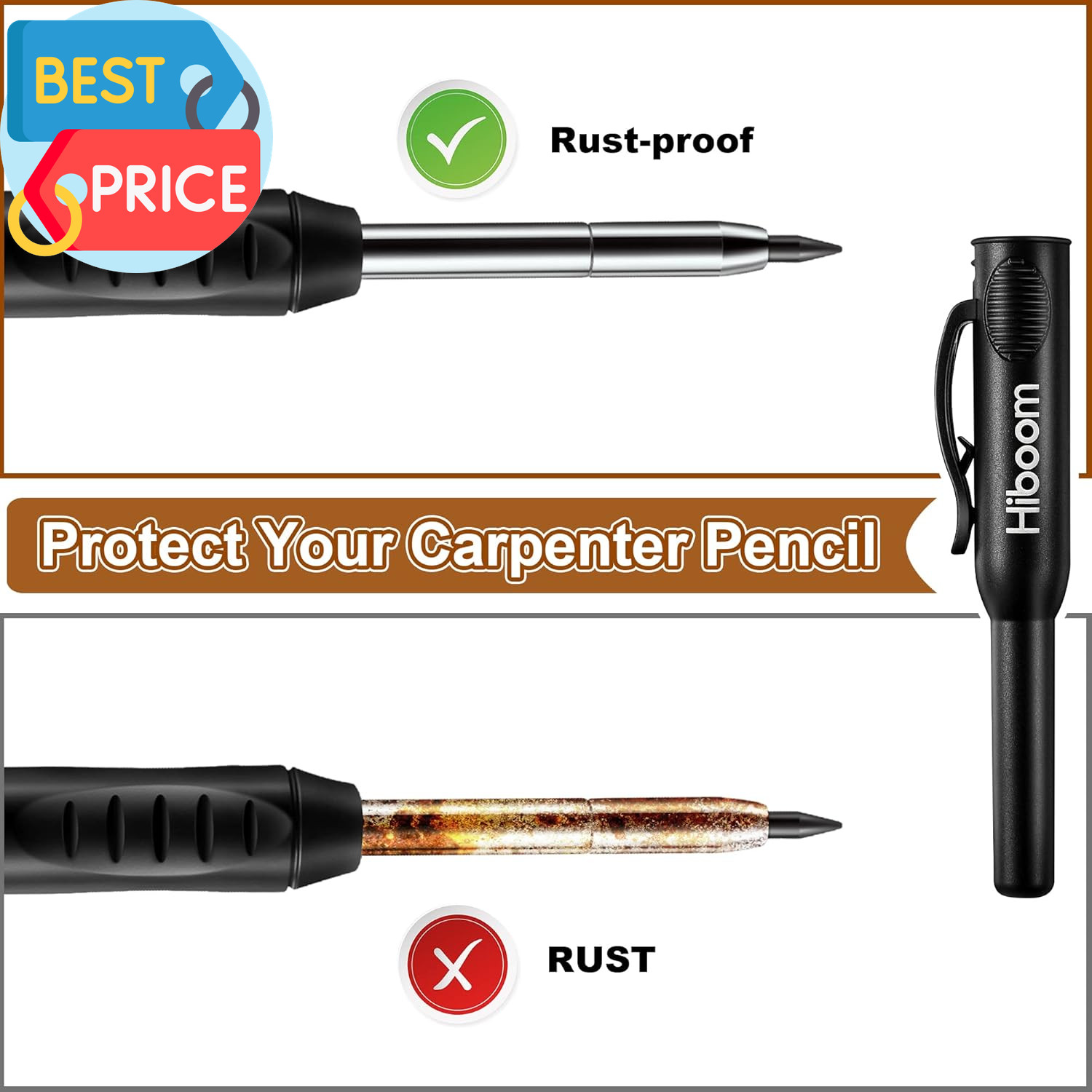 4 Pack Carpenter Pencil with 24 Refills (Red, Black, Yellow), 2.8 Mm Heavy Duty