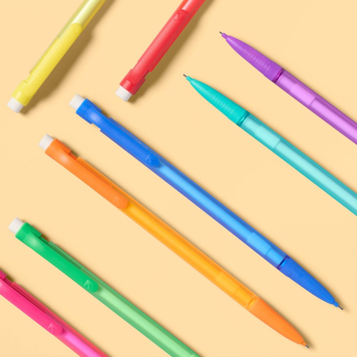 8ctMulticolor 0.7mm Retractable Mechanical Pencils Kids School Stationery Supply