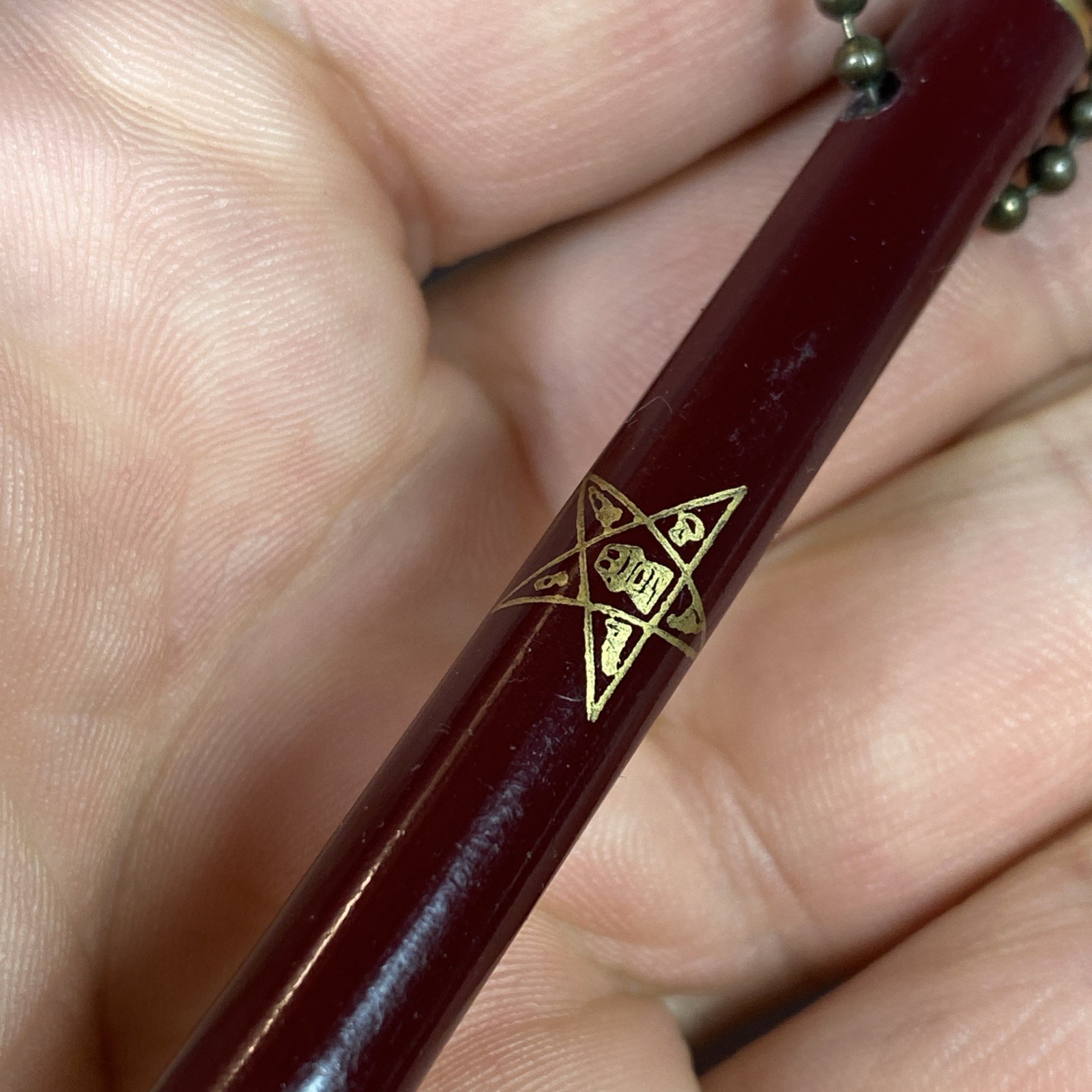 Masonic OES Order Of The Eastern Star Mechanical Pencil VTG Keychain Bead Chain
