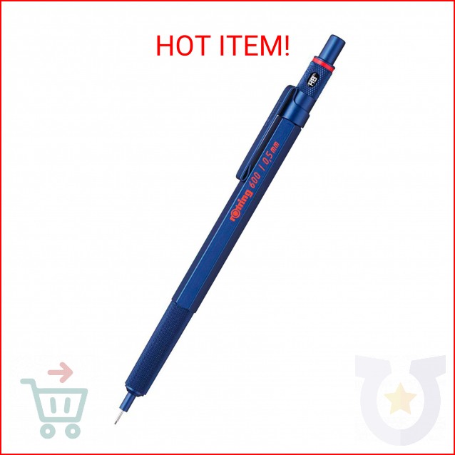 Rotring 600 Mechanical Pencil 0.5 mm Blue Full-Metal Pencil Body Hexagonal Draft