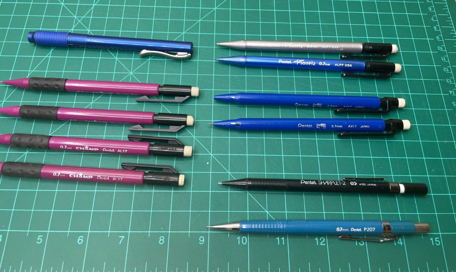Pentel Mechanical Pencils P207 A125 AX17 ALP7 AL17 Set Of 10 Assorted Colors