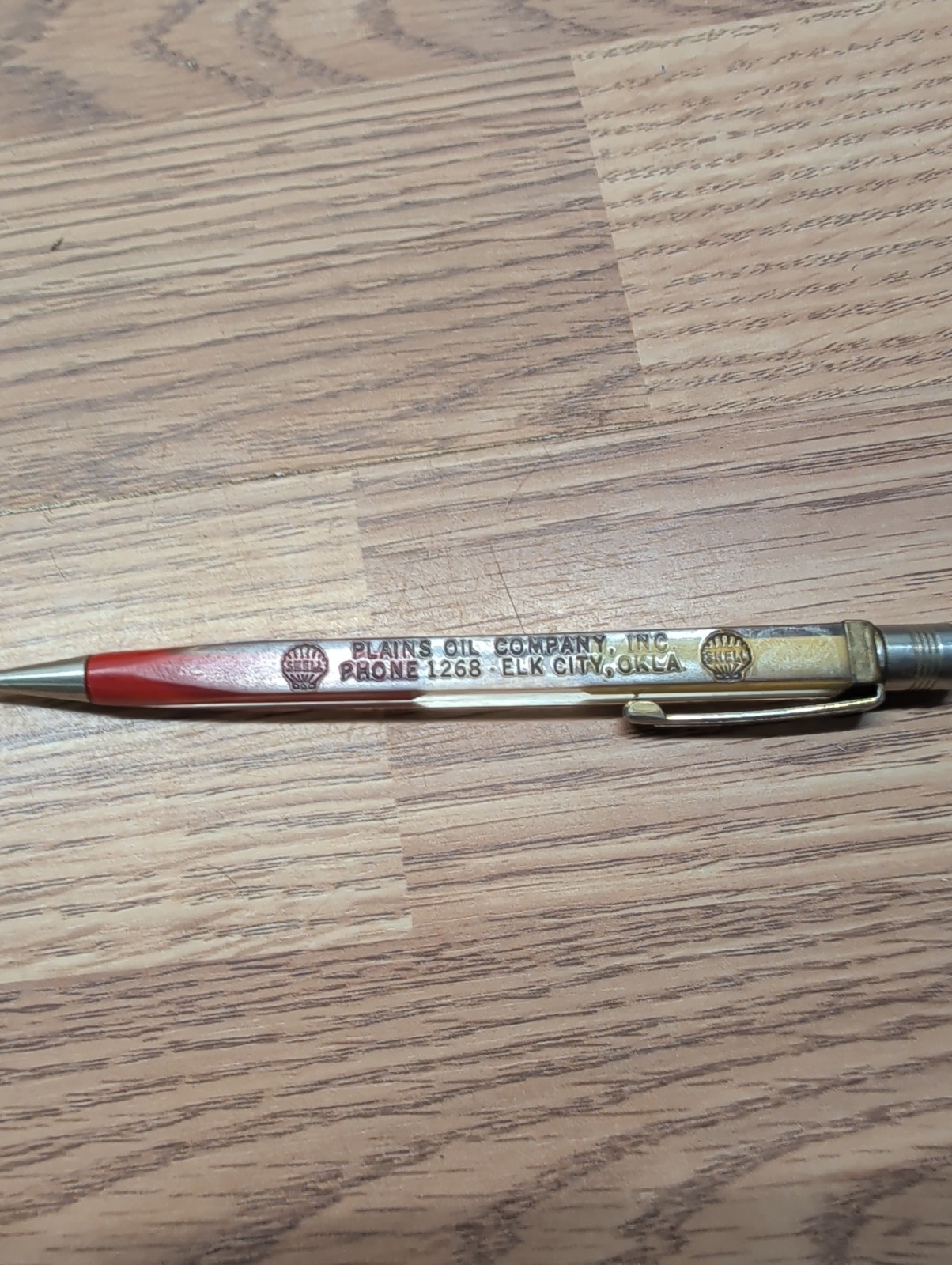 Vintage Ha-wi-an Mechanical Pencil Shell Oil Advertising Lucite Elk City Okla.