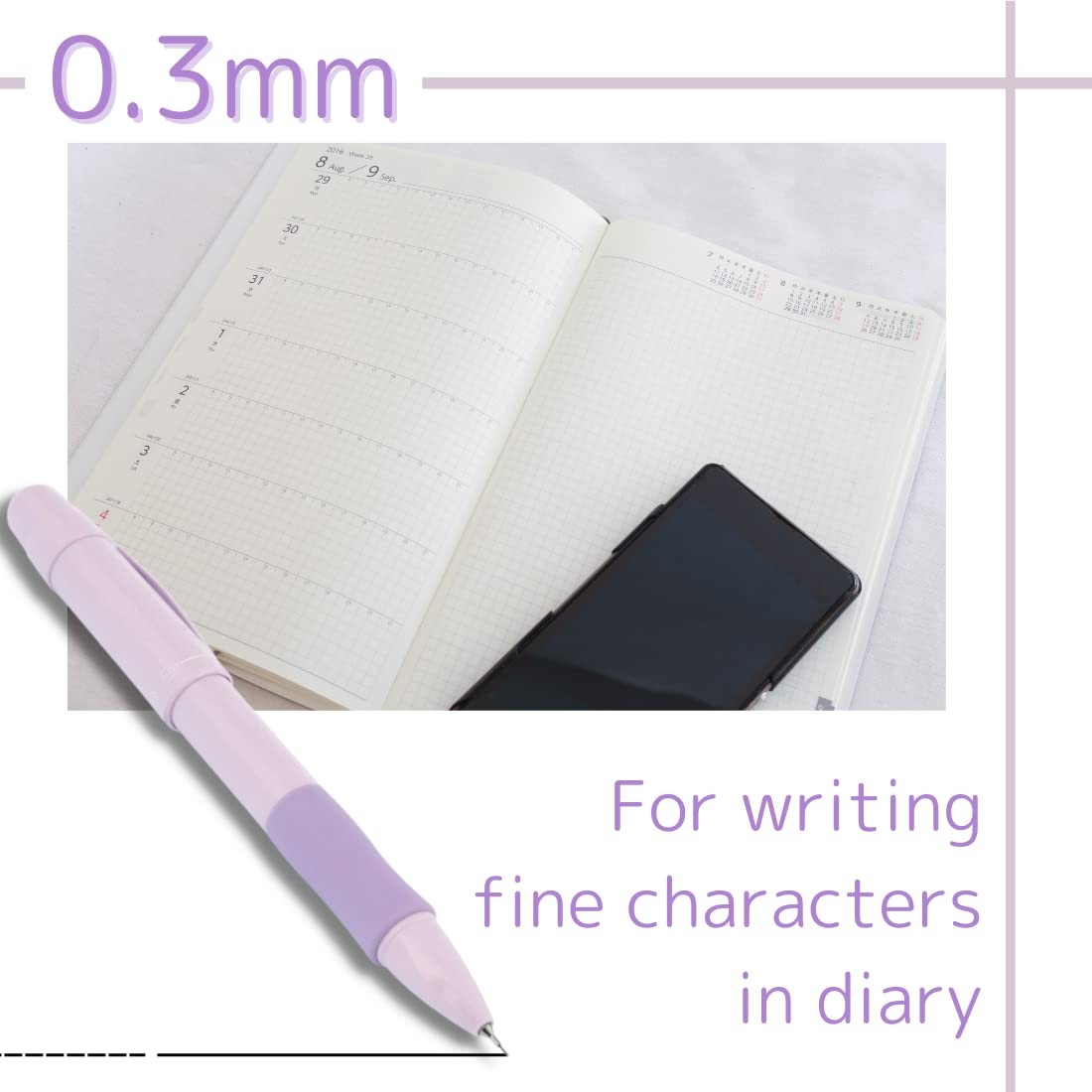 Sunstar Stationery Mechanical pen, Nicolo, 0.3mm & 0.5mm, Lavender Mist