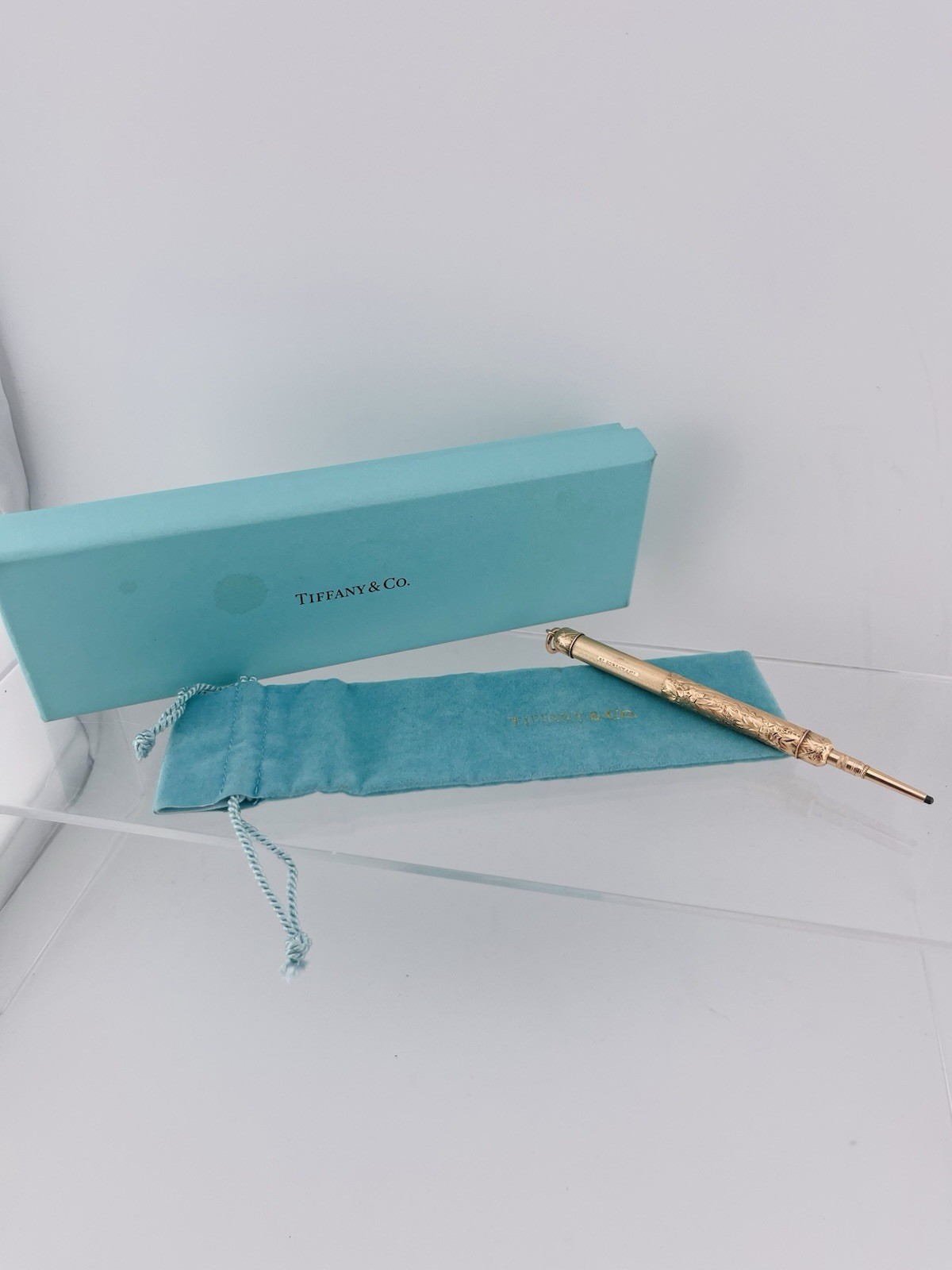 Vintage Tiffany & Co. Engraved Retractable Pencil Pendant, 14k Rose Gold. 18.6g