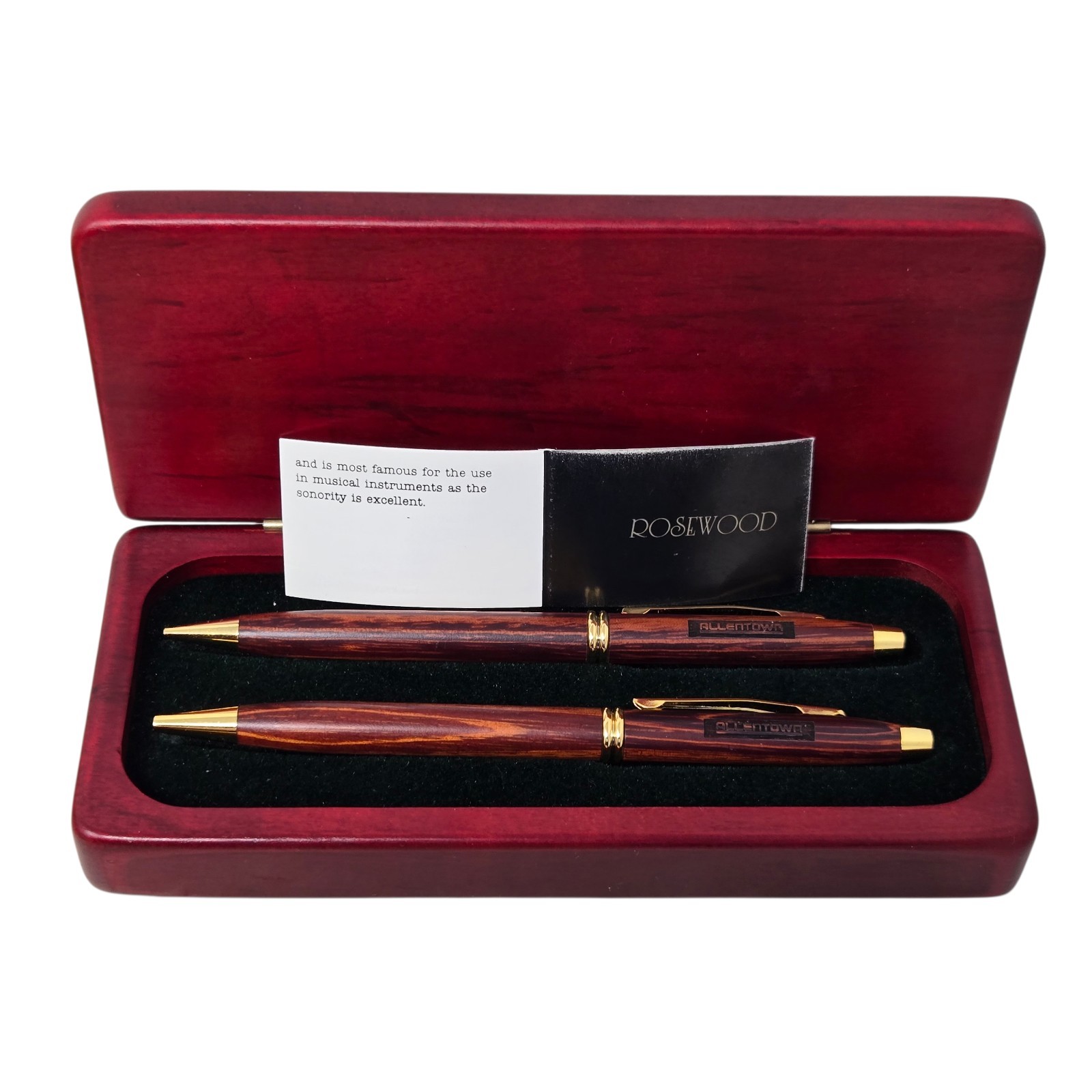 VTG Allentown PA Rosewood Wooden Mechanical Pencil Executive Desk Set W Case