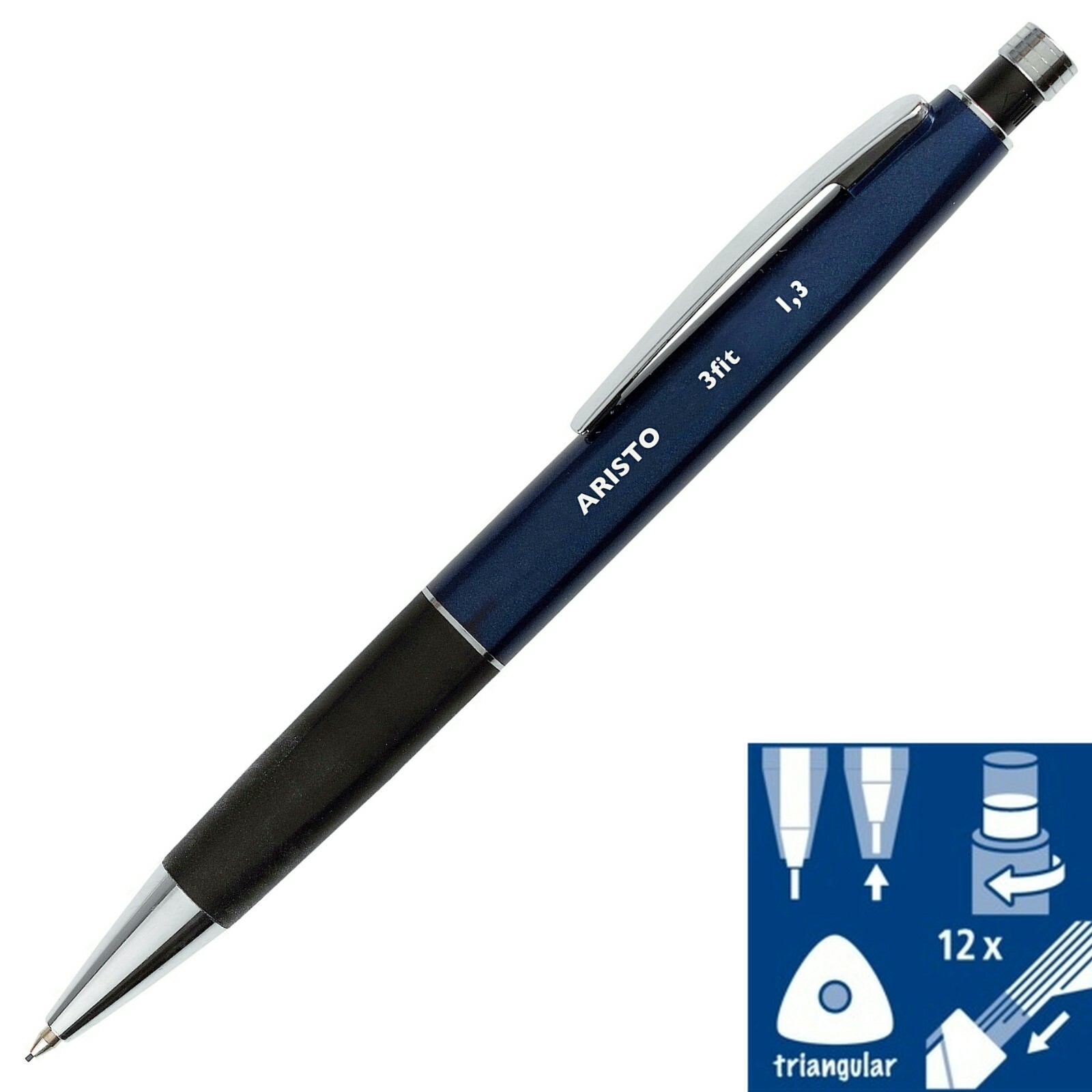 (RARE+++) ARISTO 3fit 1.3mm Mechanical Pencil Ergonomic triangle grip NEW