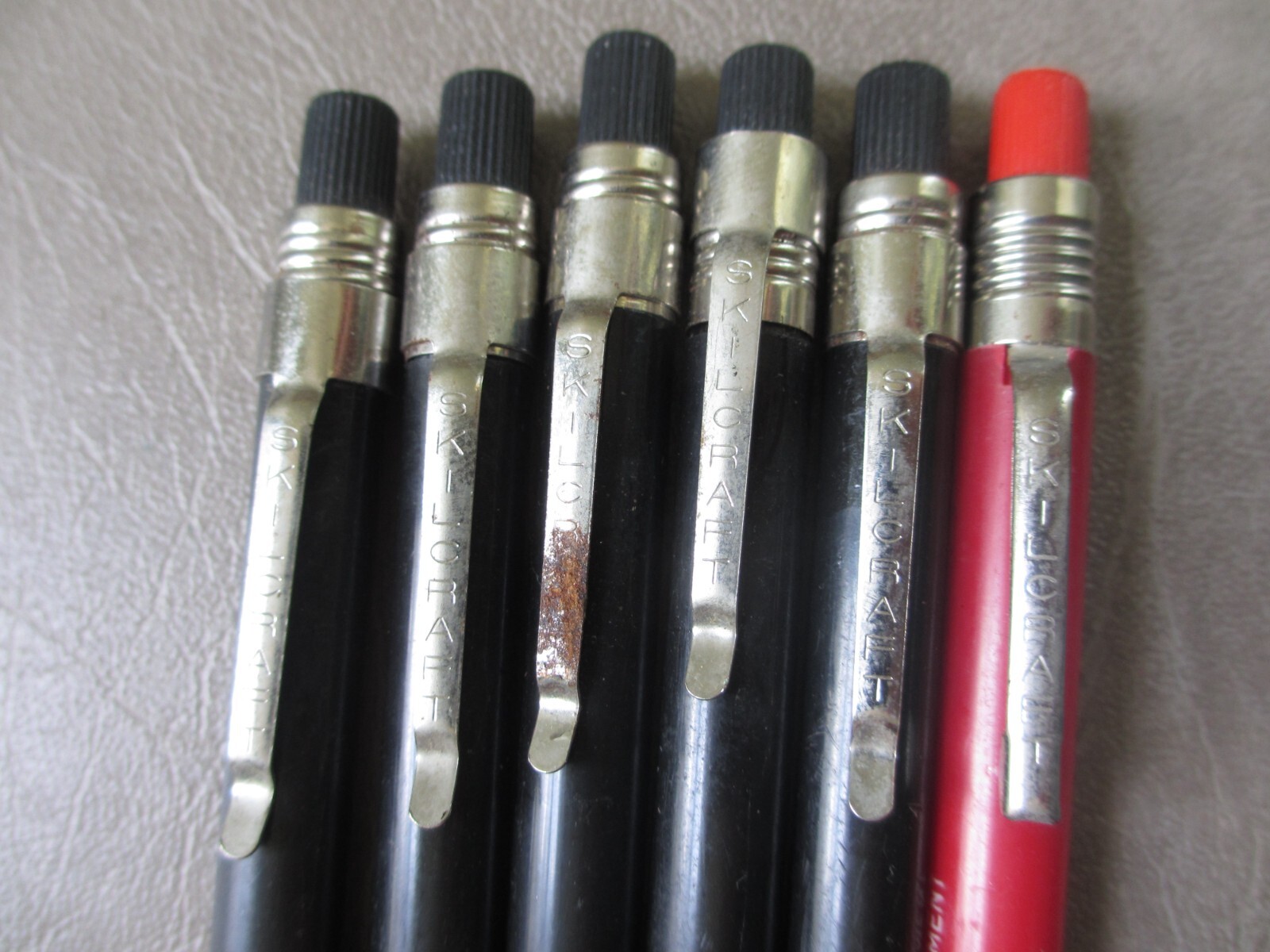 6 SKILCRAFT Mechanical Glass Marker Black & Red Wax Pencils U.S. Government Lot