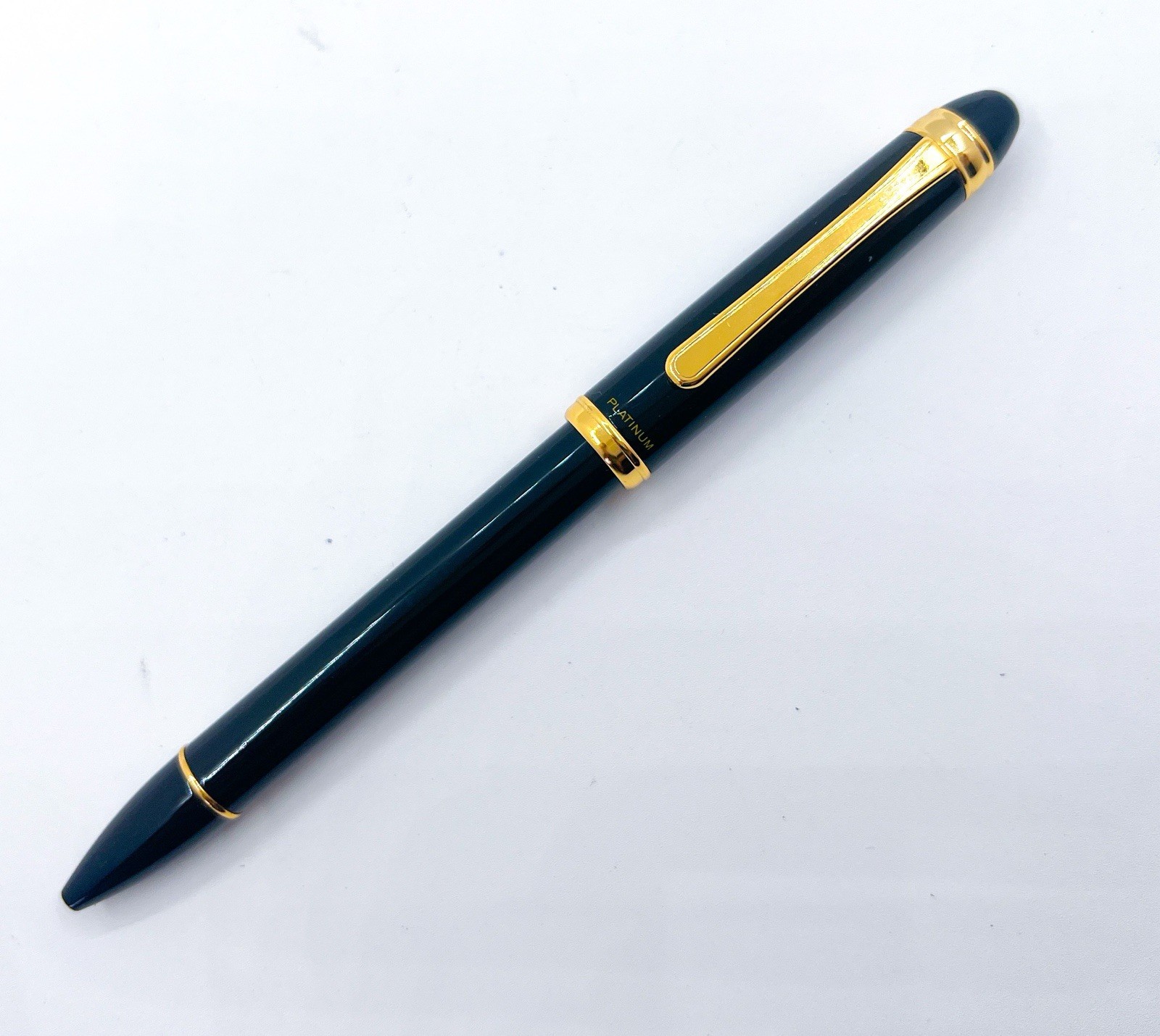 NOS Platinum Mechanical Pencil 0.5 mm Black Gold Trim Push Cap Functional
