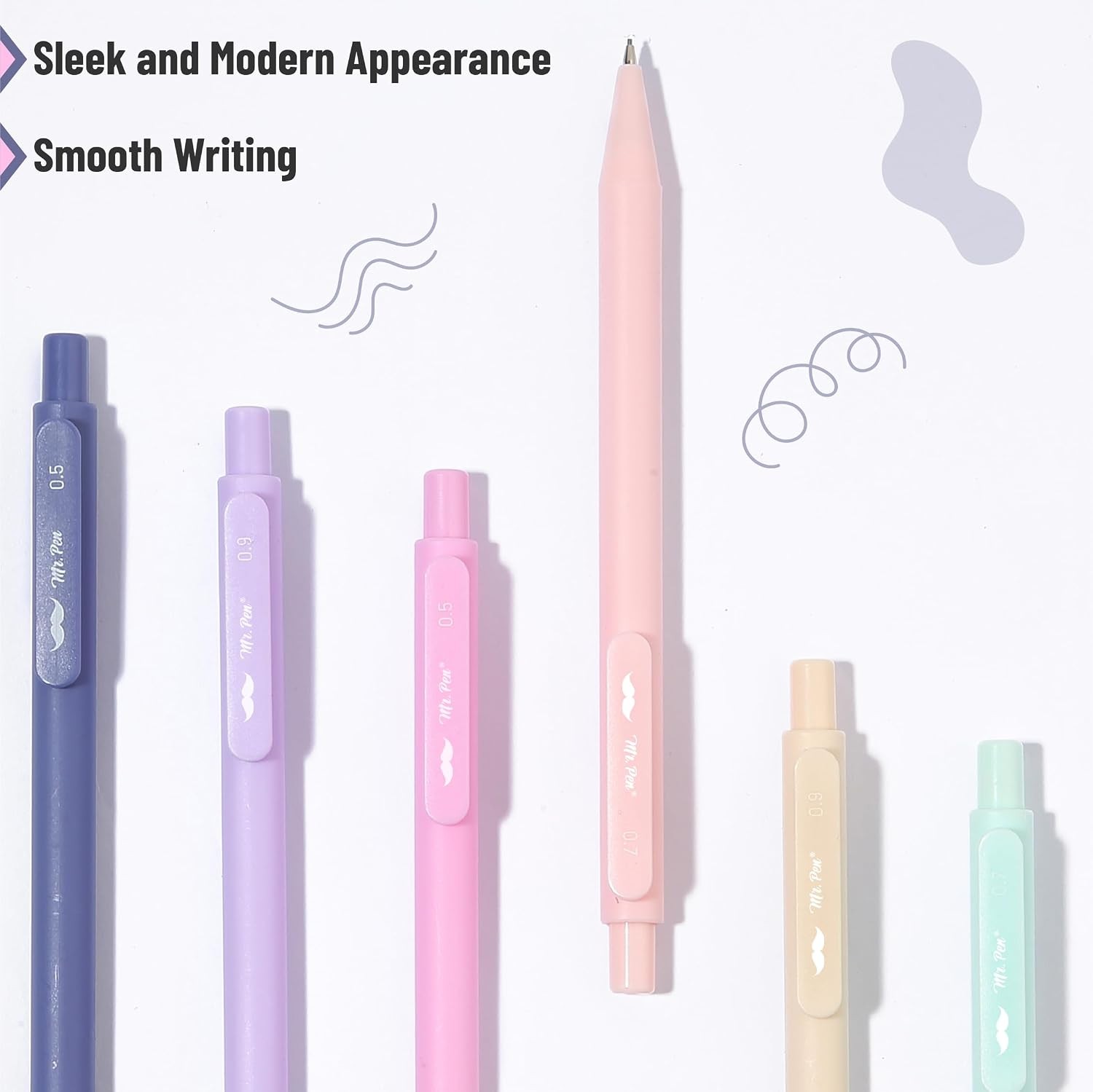 – Pastel Mechanical Pencil Set with Lead Refills & Erasers, 6 Pack | 3 Sizes,