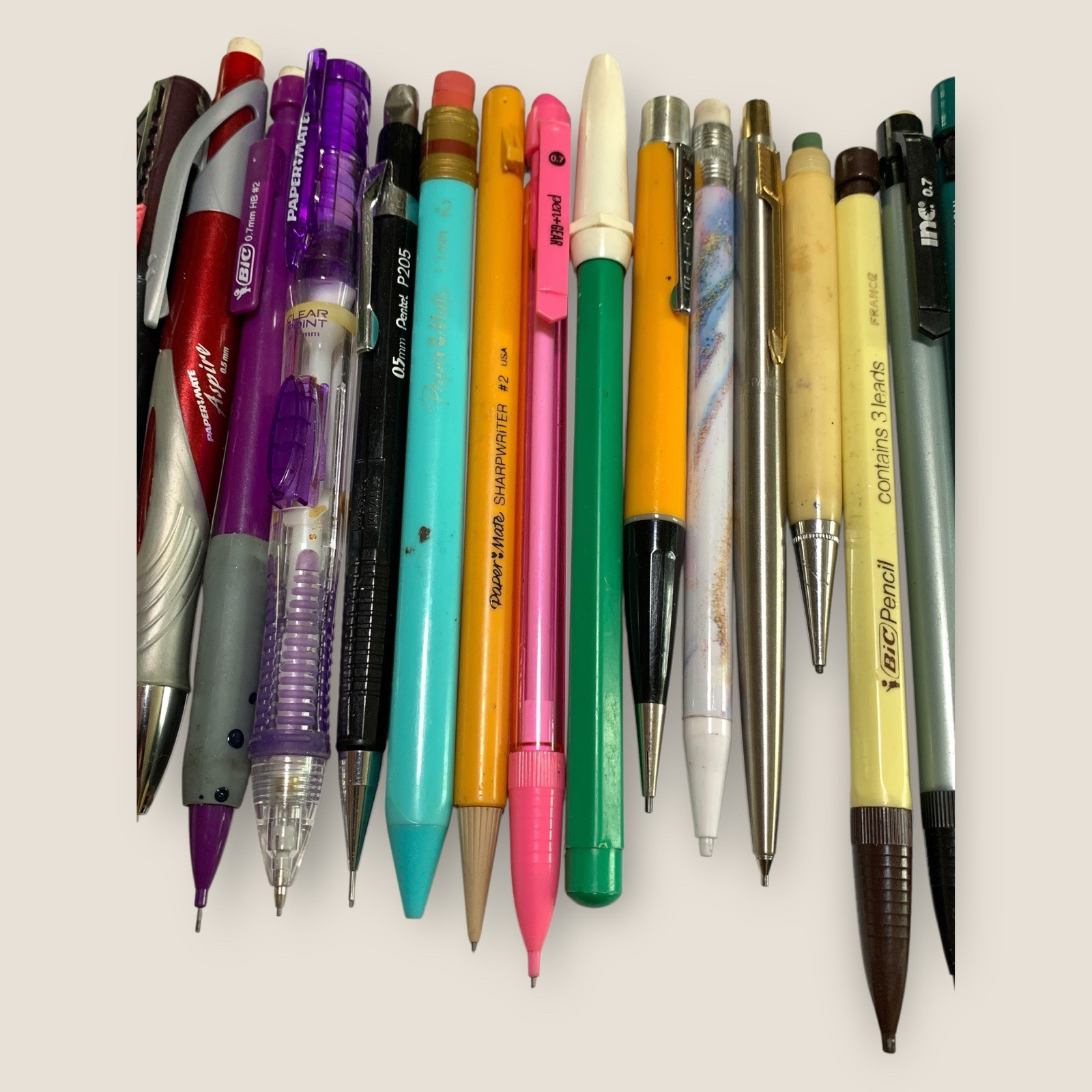 Vintage Mechanical Pencil Lot Erasers Leads Zebra Pentel Papermate Bic Parker