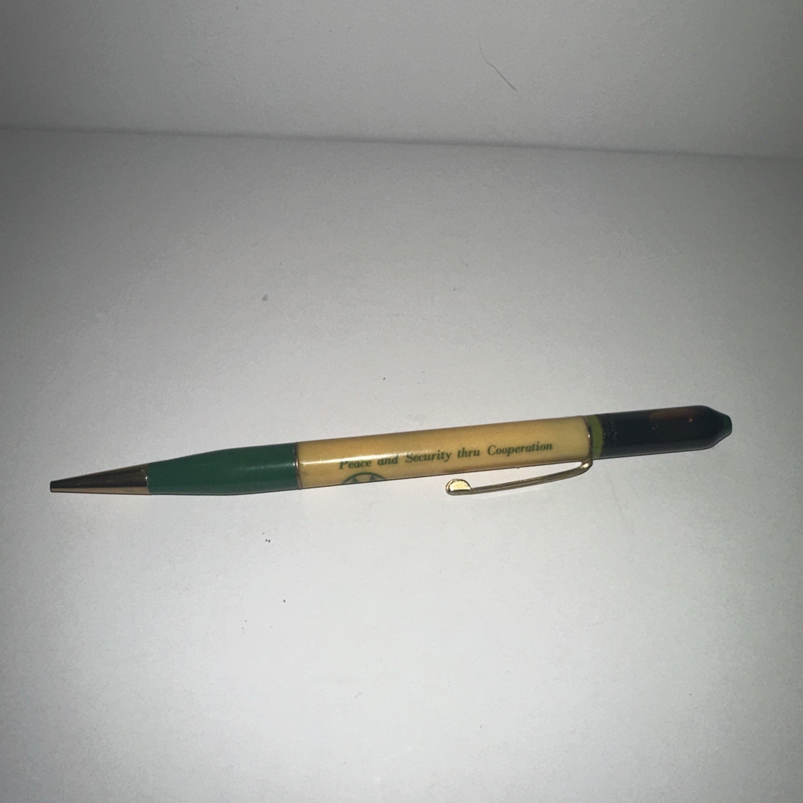 Vintage Ritepoint Mechanical Pencil Oil Cap Peace & Security Through Cooperation
