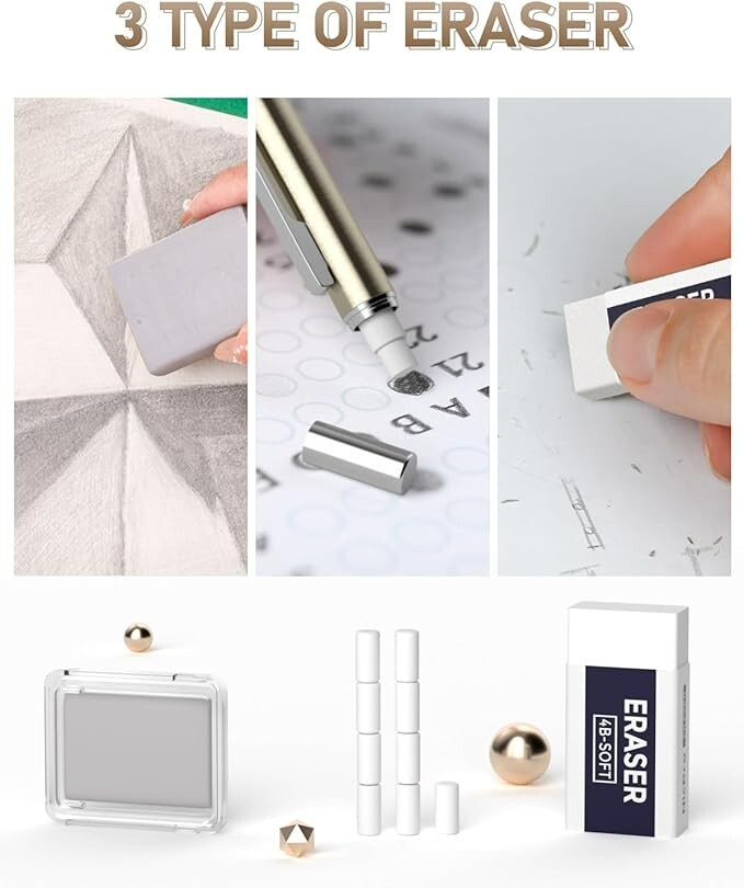 35PCS Art Mechanical Pencils Set, 3 PCS Metal Drafting Pencil 0.5 mm & 0.7 mm &