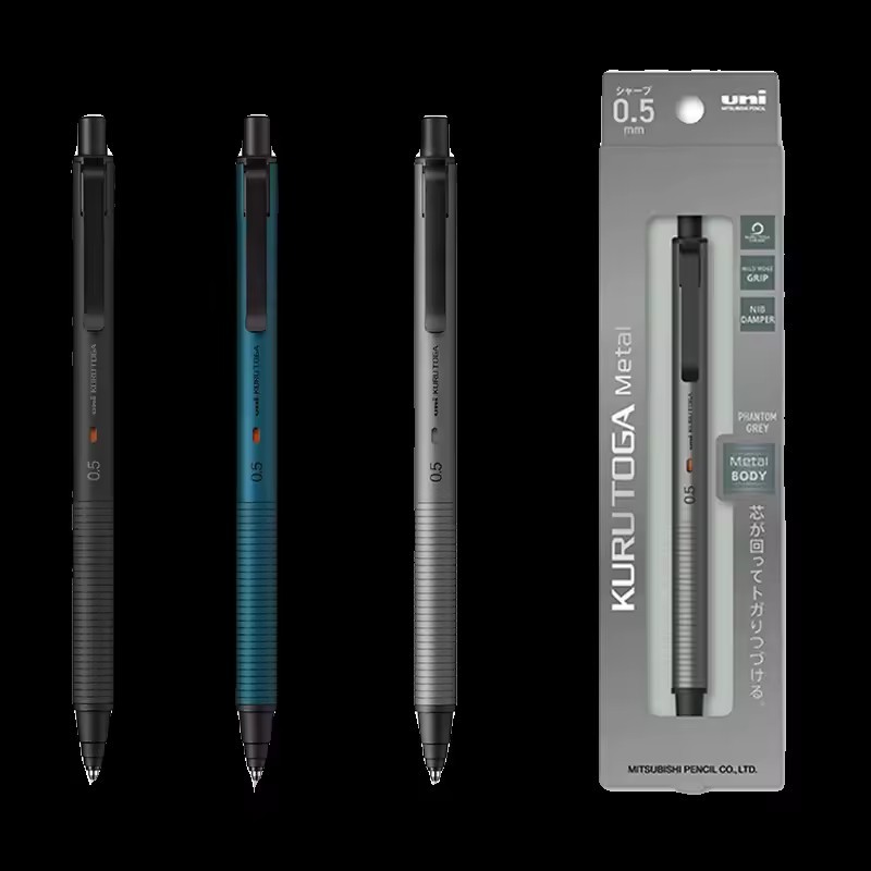 Set Of 3 UNI KURU TOGA METAL Mechanical Pencils 0.5mm M5-KH 1P Black Blue Gray