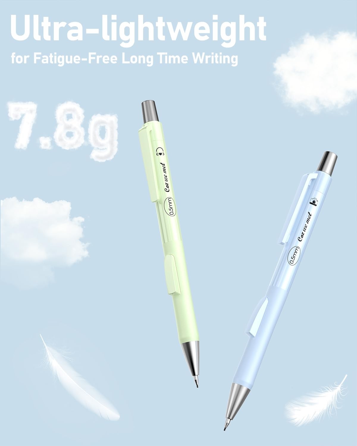 Cute Mechanical Pencil Set with Case, 4PCS 0.5mm Pastel Fast Click Aesthetic …