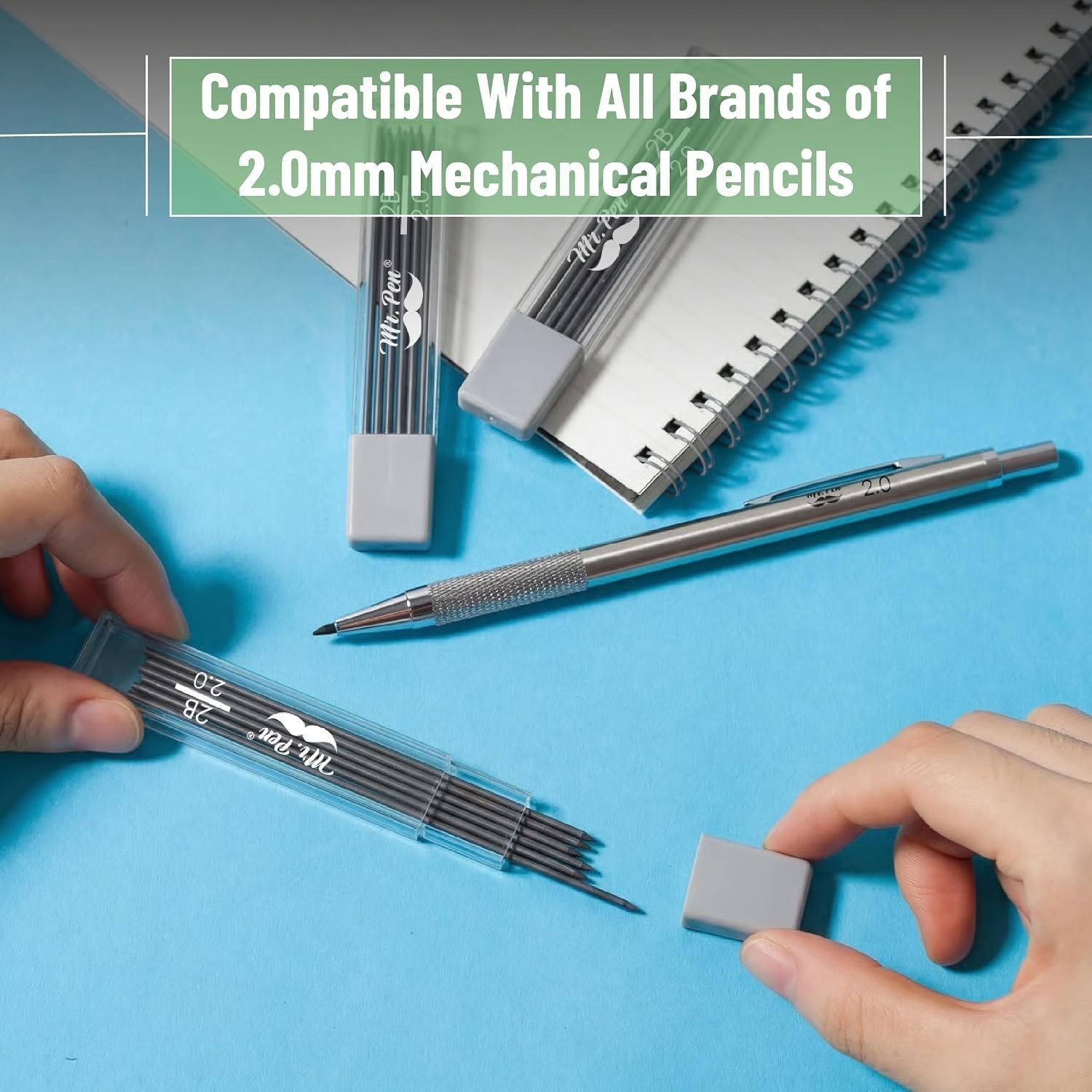 Bold 2B 2.0 mm Mechanical Pencil Leads – 48 Pack for Smooth Writing & Sketching