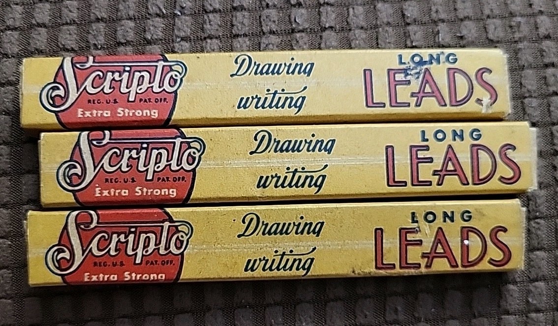 VINTAGE SCRIPTO Extra Strong Drawing Writing Long Lead Black no.130, 133 Red