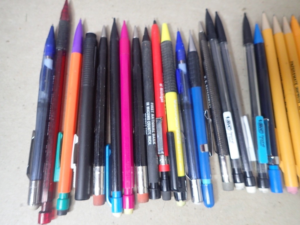 Large Lot Vintage Pencil Lead Holders, Mechanical Pencils & Eraser Pens