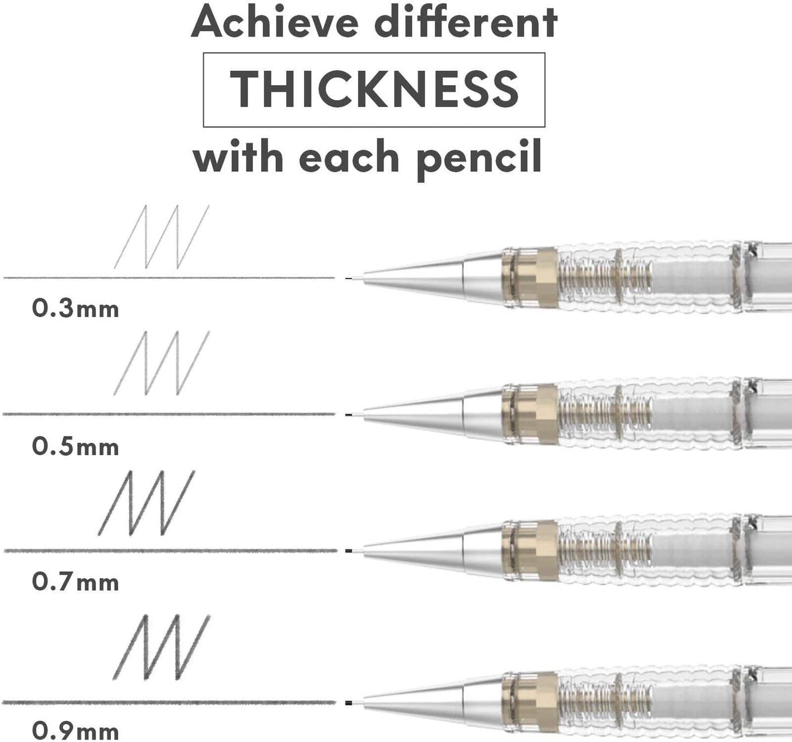 MozArt Mechanical Pencil Set with Case – 4 Sizes: 0.3, 0.5, 0.7 & 0.9mm with …