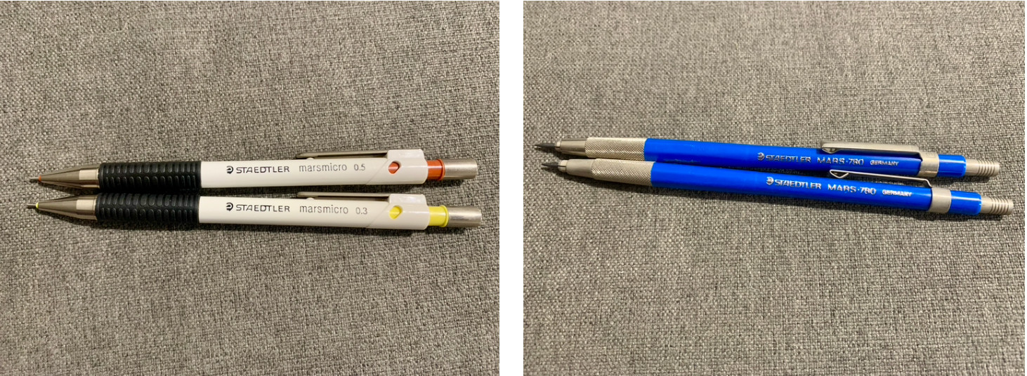 4 VTG Staedtler Mars 780 Marsmicro Mechanical Drafting Pencils Lot ..3 .5 2 mm