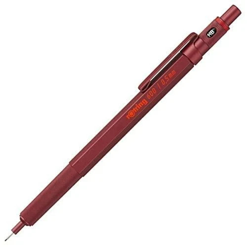 rOtring 600 Mechanical Pencil | HB 0.5 mm | Red All-Metal Body | Hexagonal