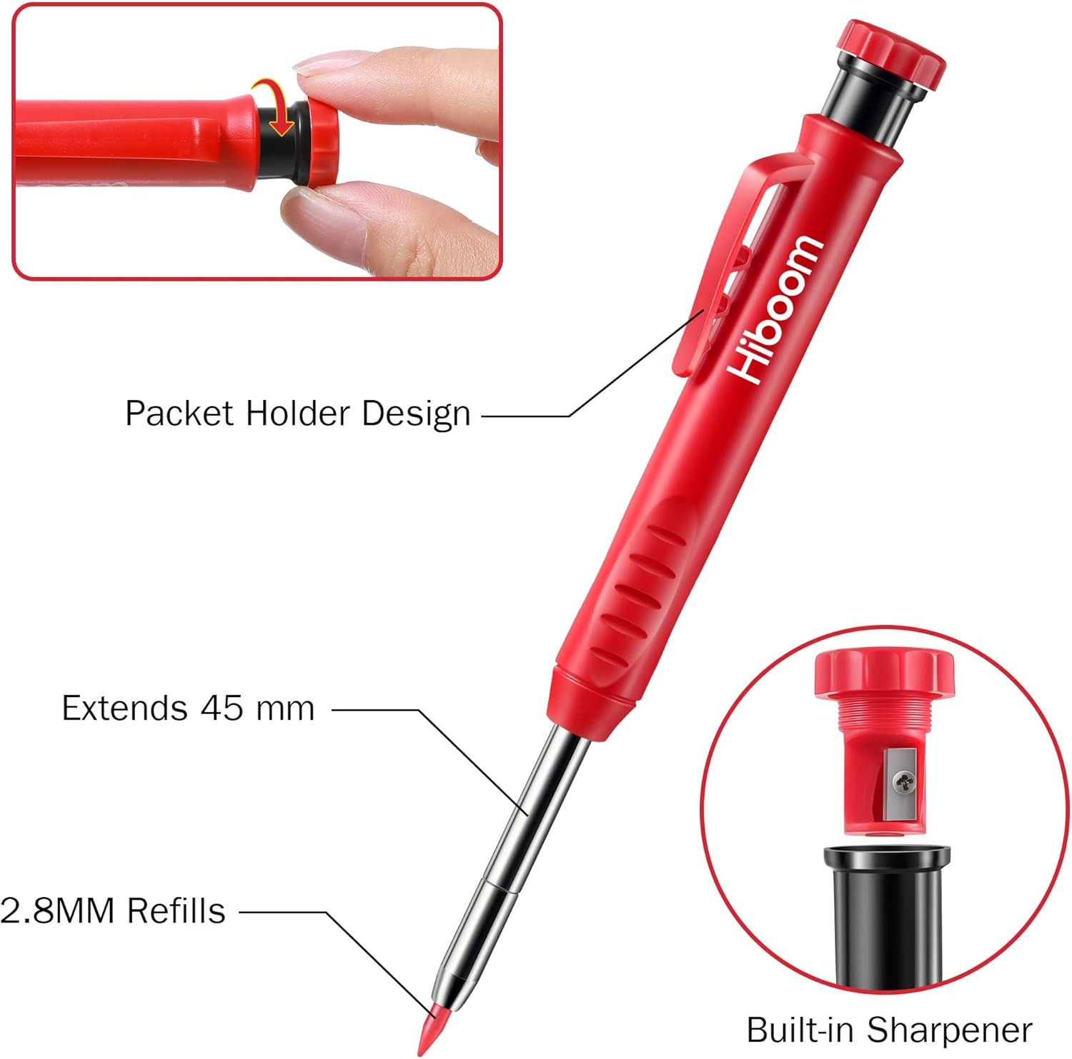 Long Nosed Deep Hole Marker Mechanical Pencils Set with Refills 4 Colors
