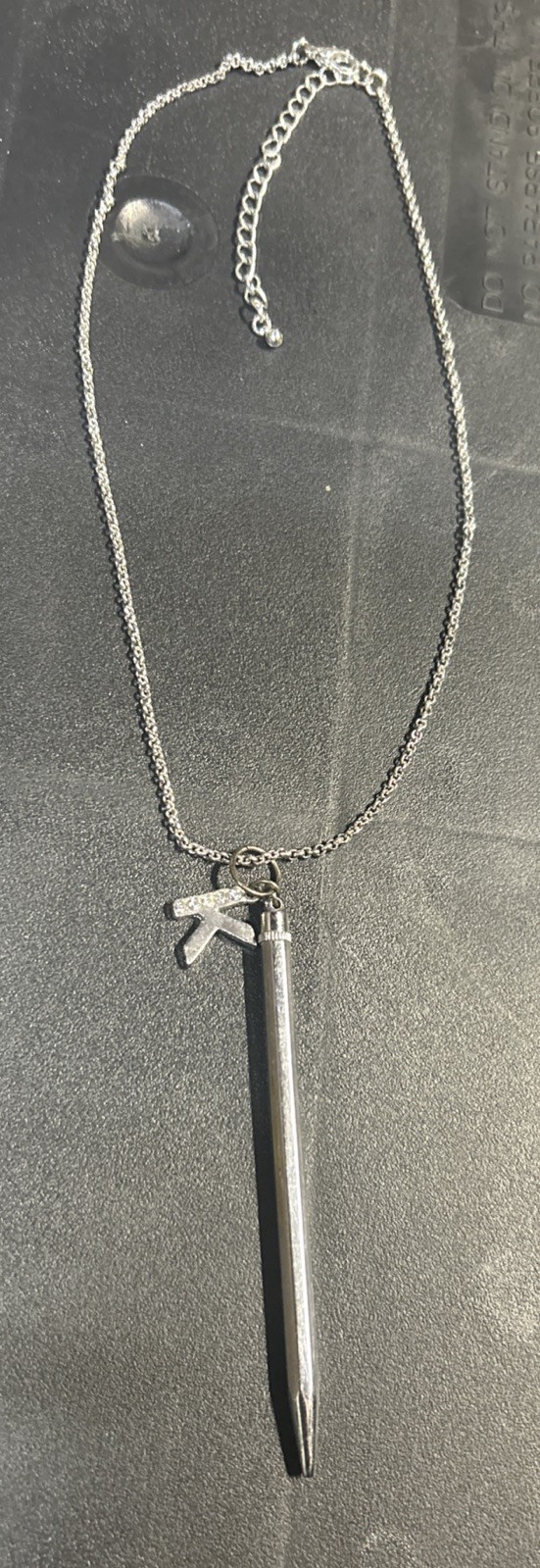 Vtg Telescopic Pencil Retractable 3.5” Pendant Fob Charm Silver Tone Twist JAPAN