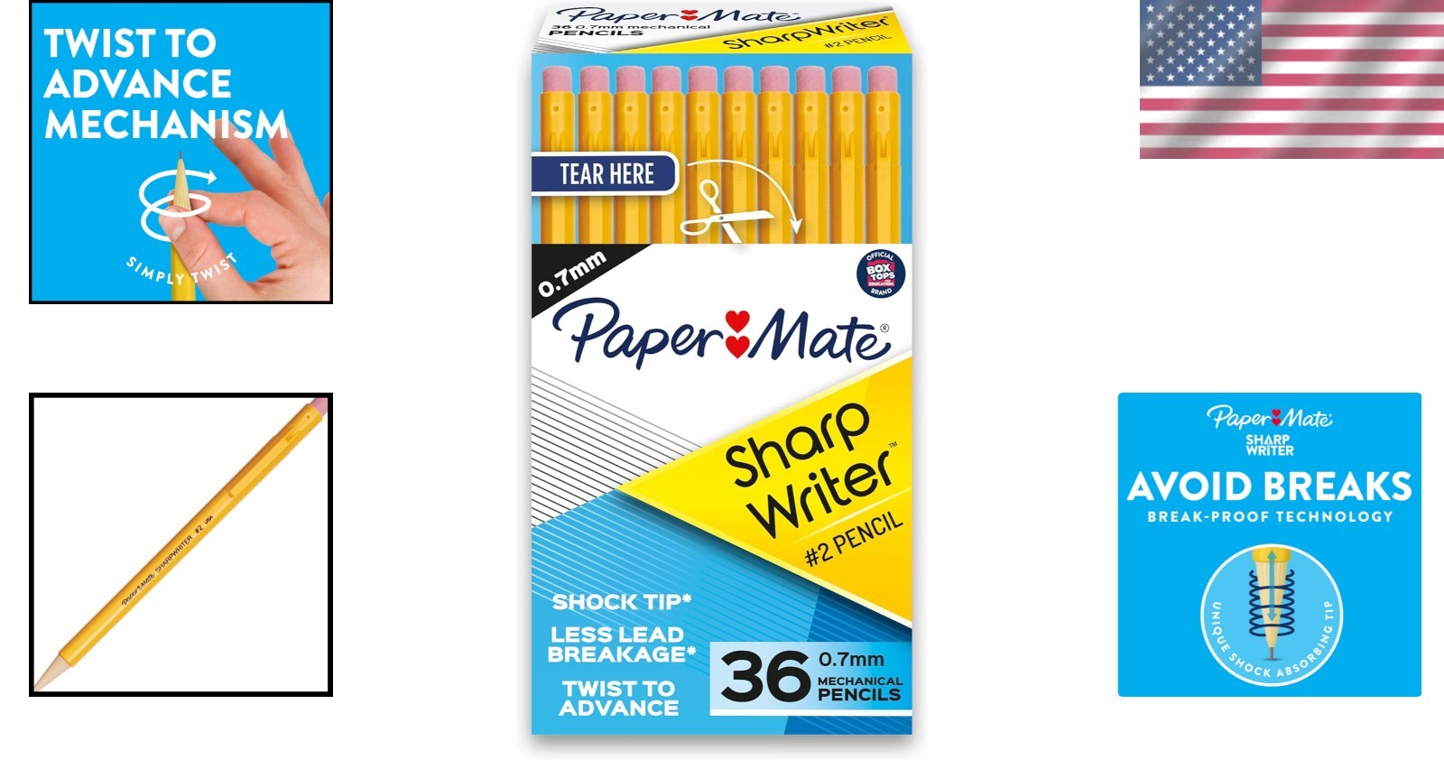 SharpWriter Mechanical Pencils, Yellow, 36 Count