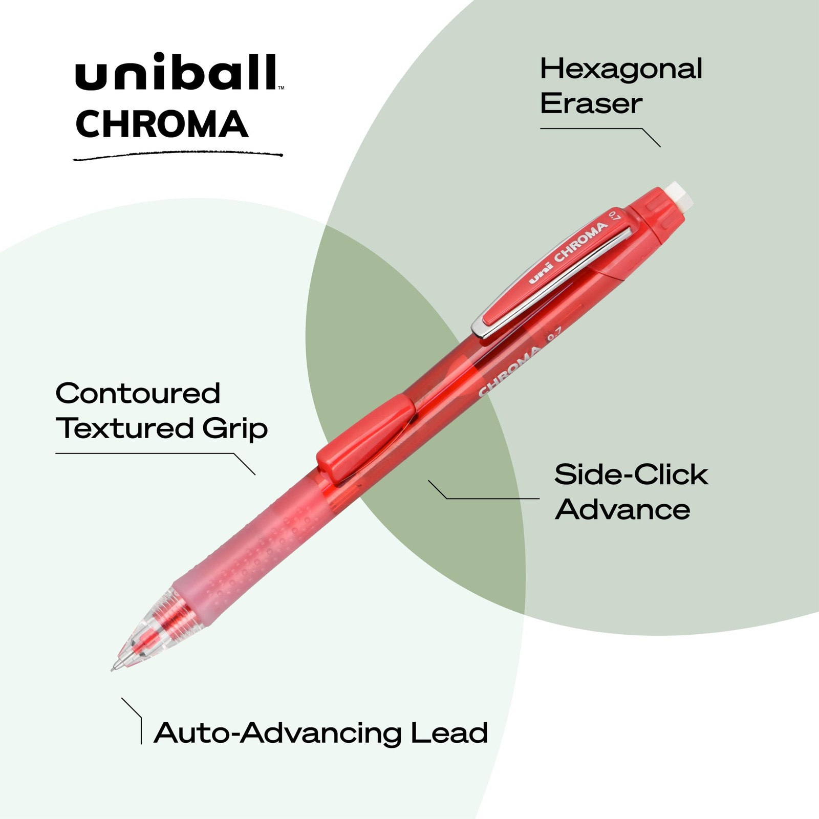 Uniball Chroma Mechanical Pencils 12 Pack 0.5mm Assorted Colored Barrels School